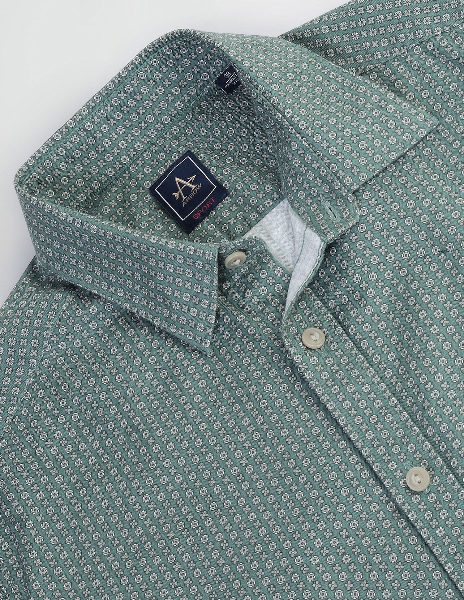 Arrow Sports Pure Cotton Herringbone Shirt