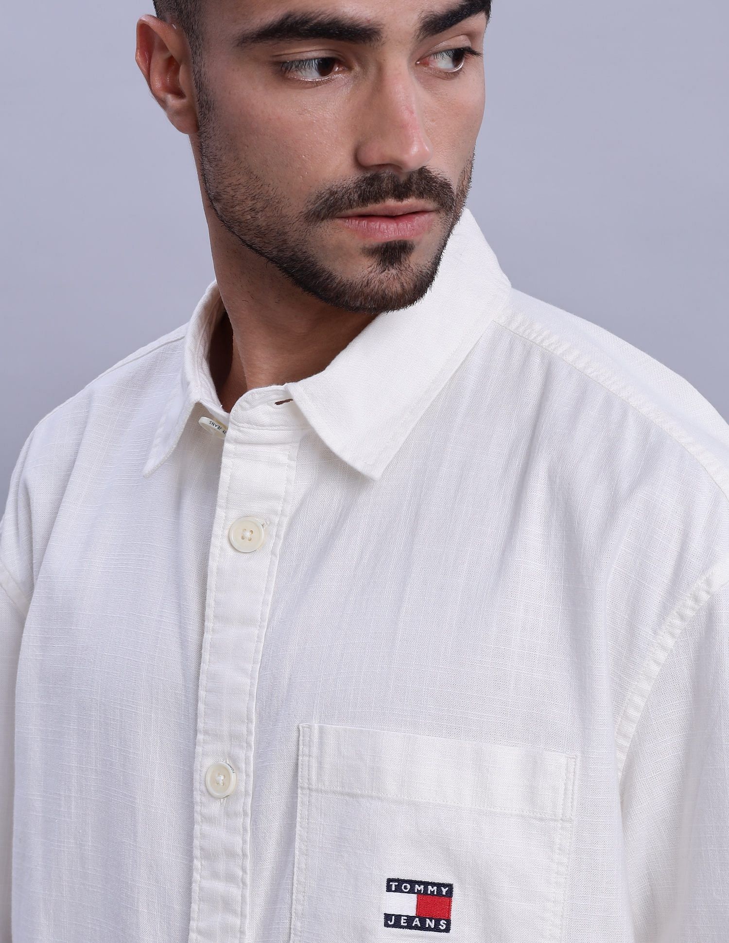 Tommy Hilfiger Solid Oversized-Fit Woven Shirts