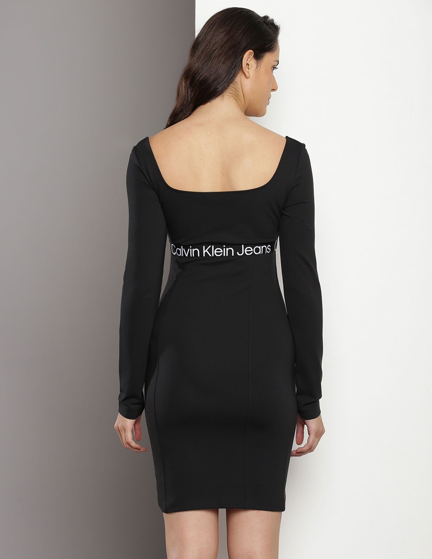 Buy Calvin Klein Square Neck Long Sleeve Dress