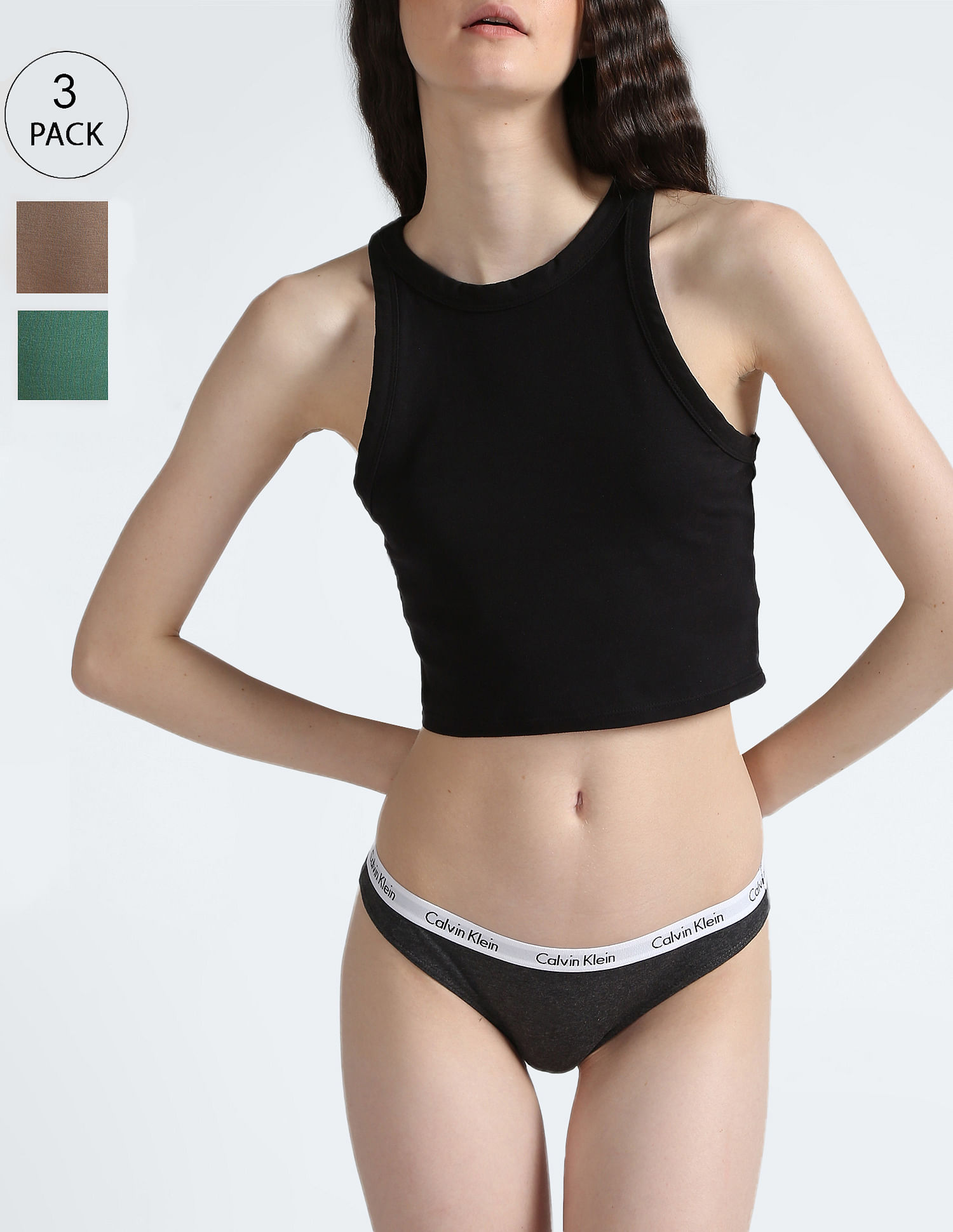 Buy Calvin Klein Underwear Branded Waist Bikini Panties - Pack Of