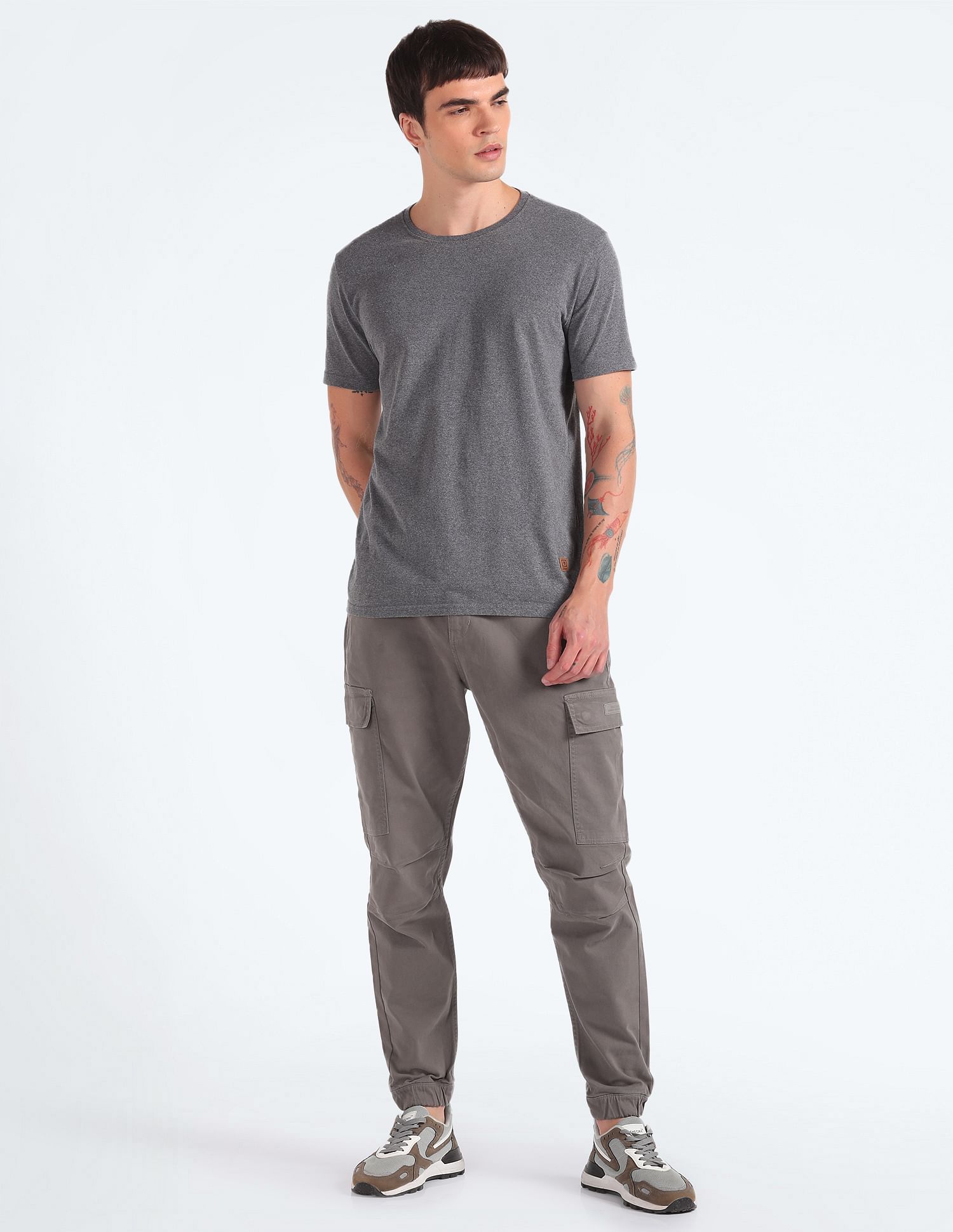 Flying Machine Mid Rise Solid Cargo Utility Trousers