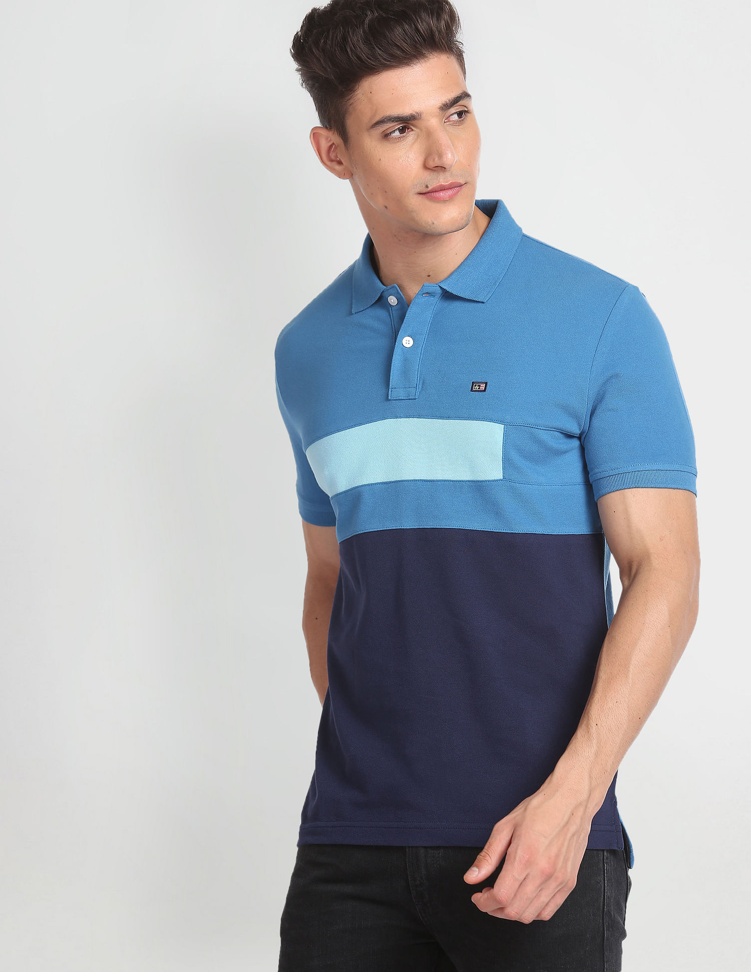 Arrow Sports Panelled Colour Block Polo Shirt