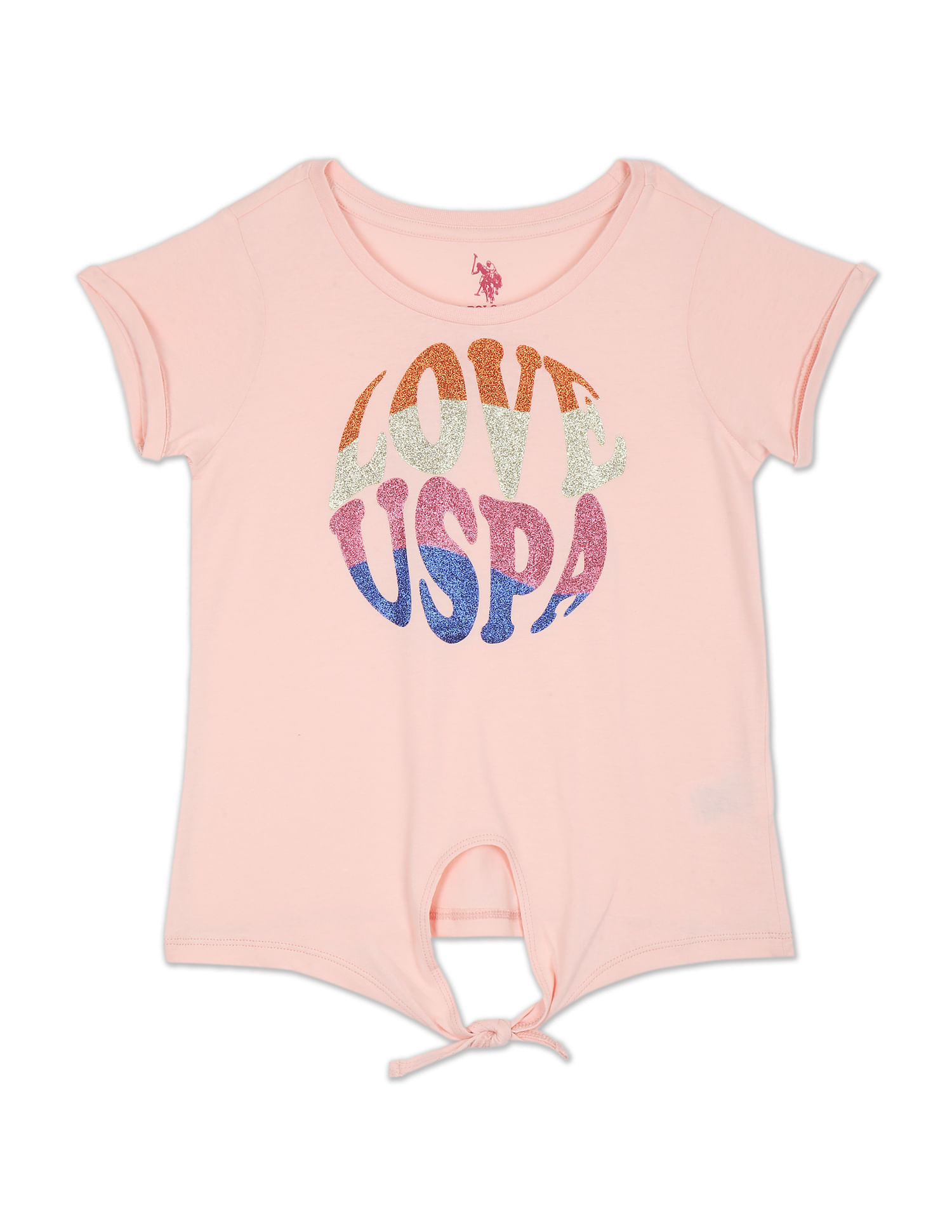 U.S. Polo Assn. Kids Girls Tie Up Cotton T-Shirt
