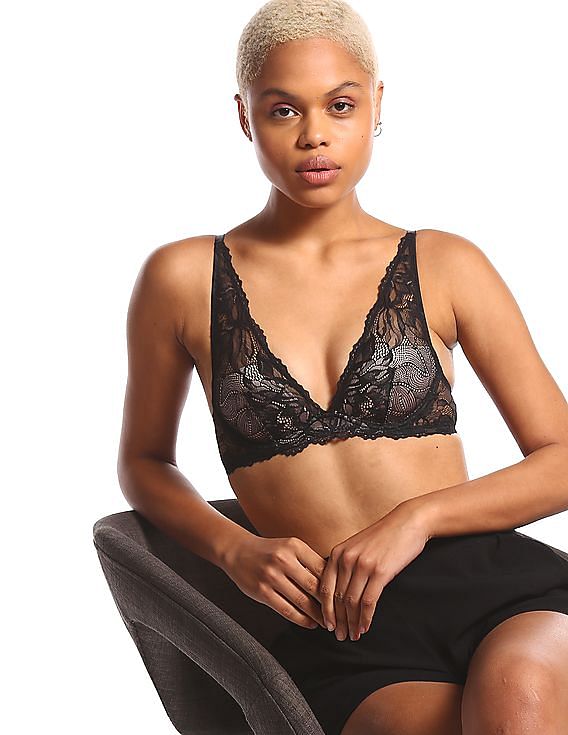 Buy Calvin Klein Underwear Women Black Padded Lace Bra
