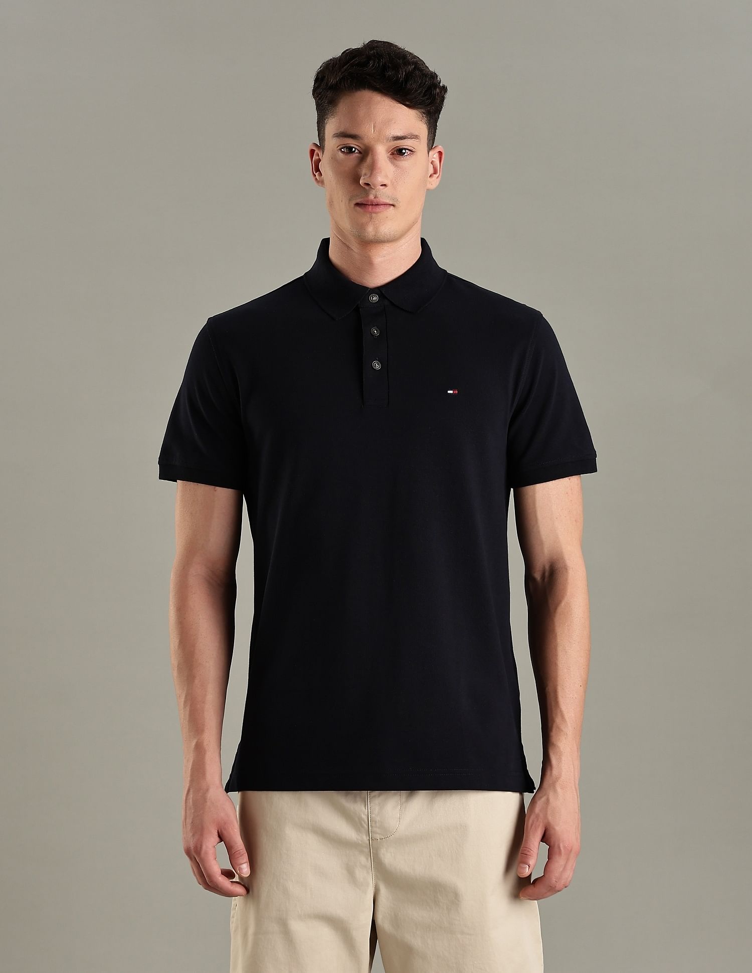 Tommy Hilfiger Solid Slim-Fit Cotton Polo T-Shirt