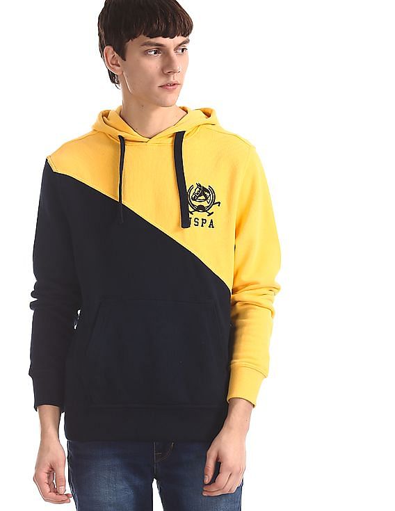 yellow and black polo hoodie