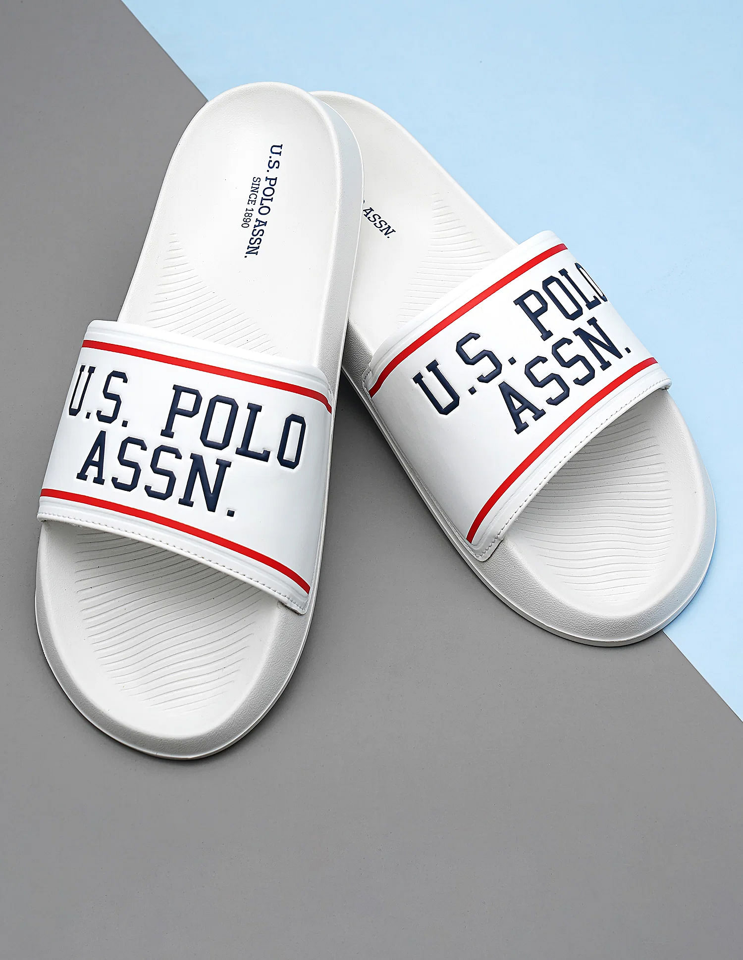 Buy U.S. Polo Assn. Men Brand Print Torres 4.0 Slides NNNOW