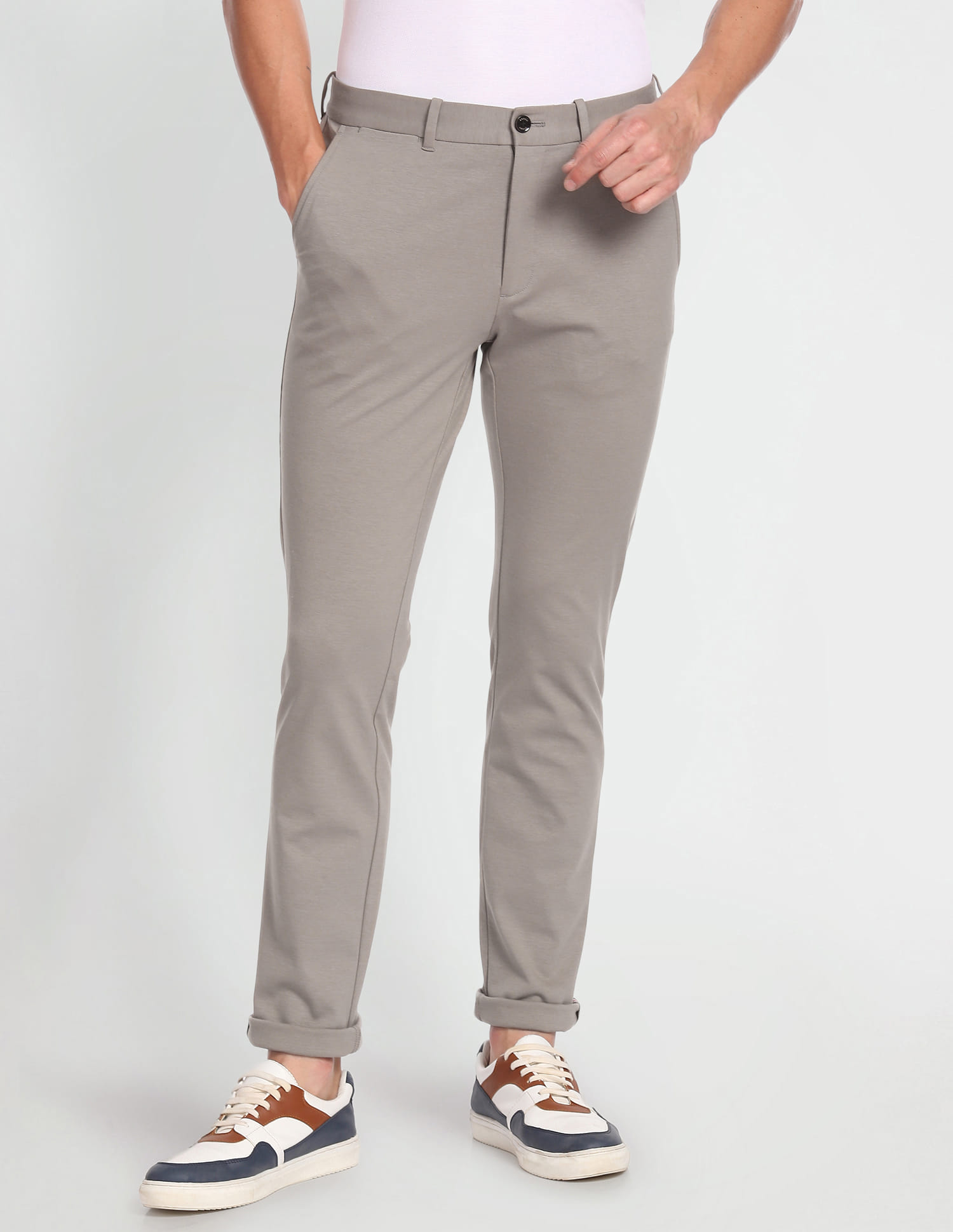 Buy Arrow Sports Jackson Skinny Fit Heathered Autoflex Trousers