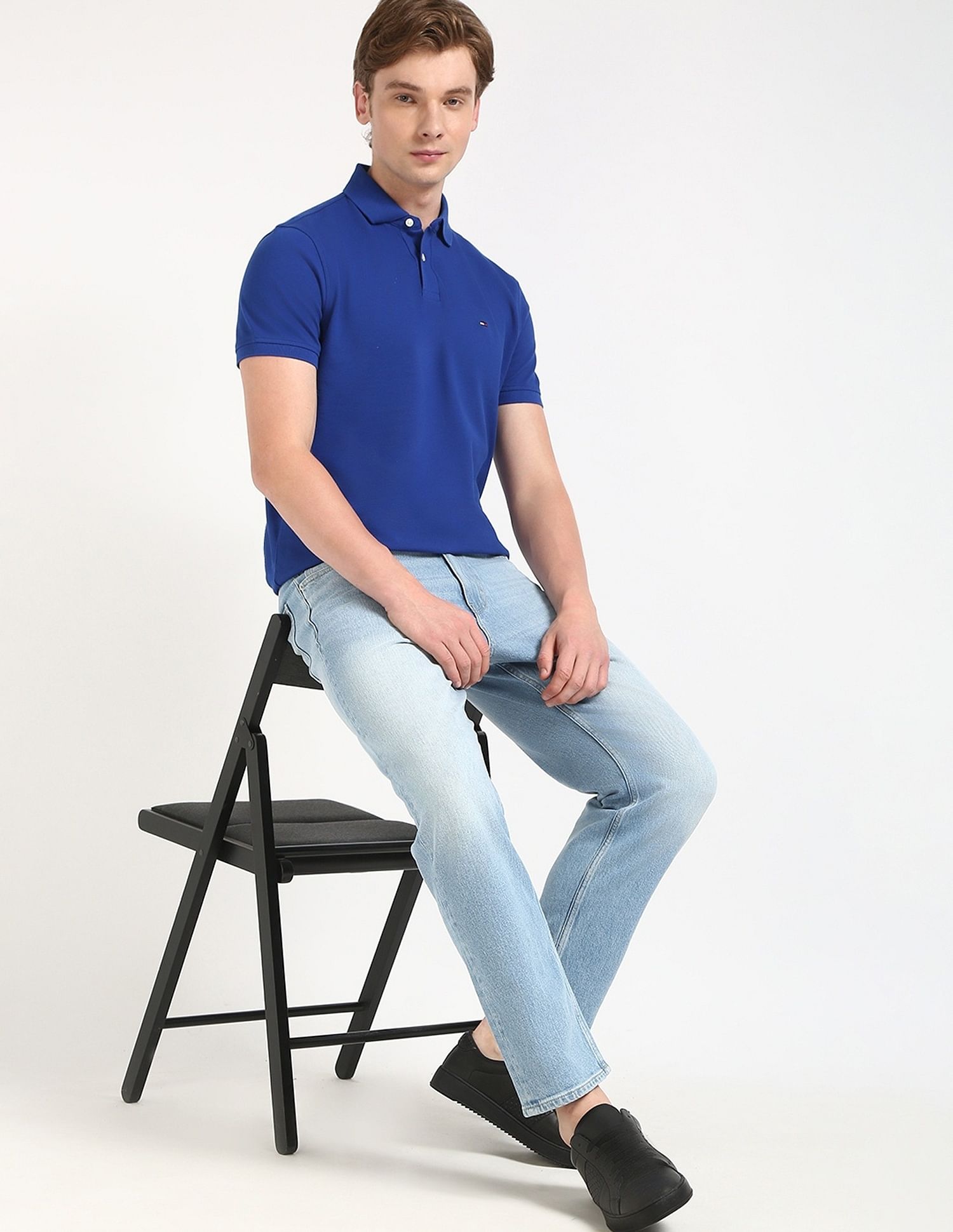 Tommy Hilfiger Solid Regular-Fit Cotton Polo T-Shirt