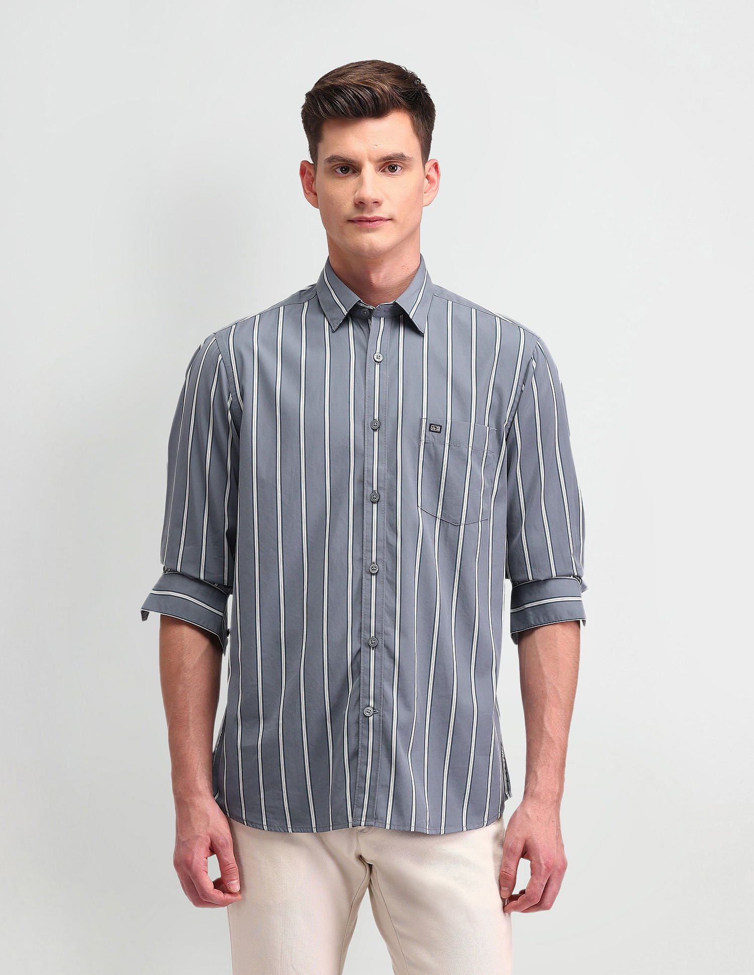 Arrow Sport Tailored Fit Vertical Stripes Shirt