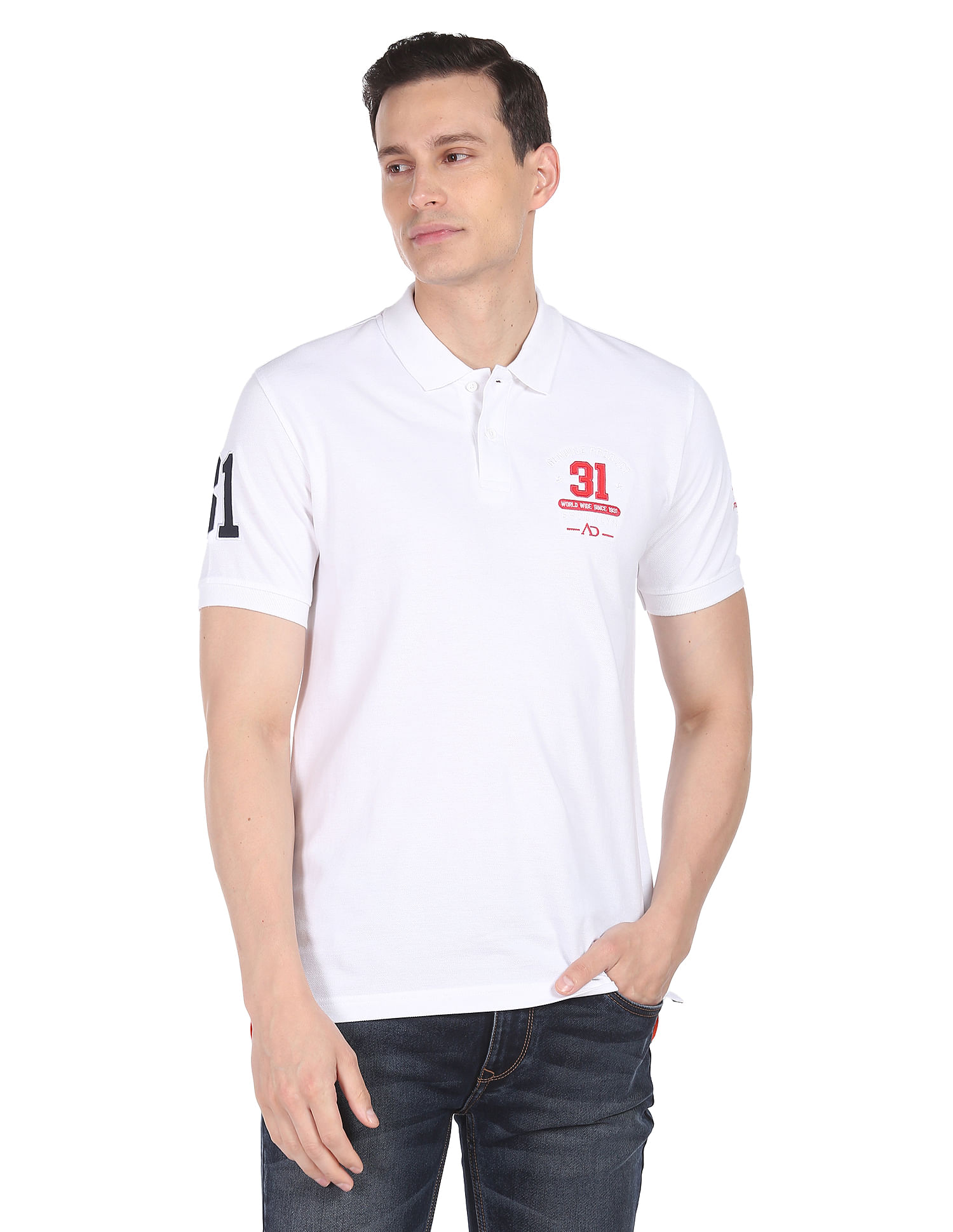 AD by Arvind Solid Sporty Polo Shirt