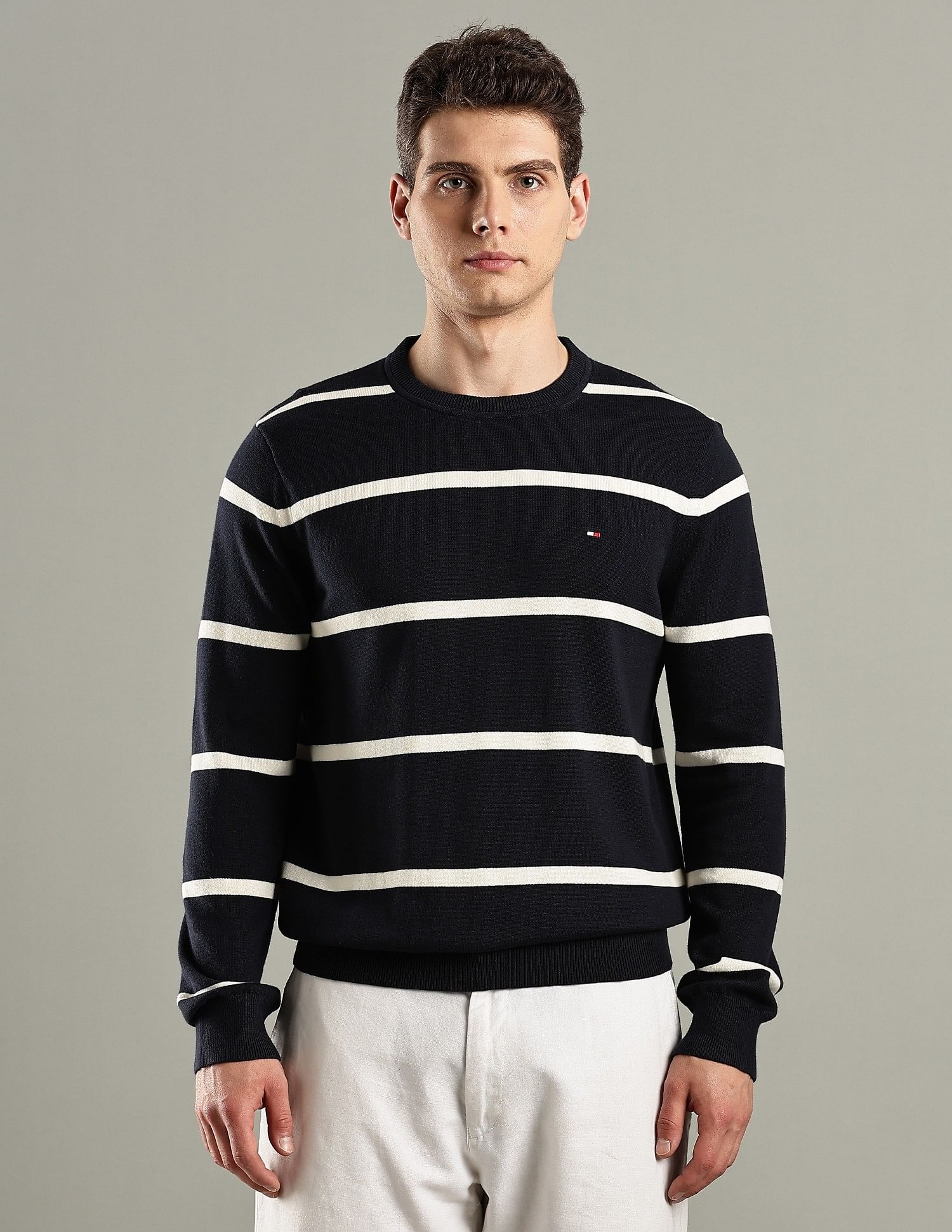 Tommy Hilfiger Striped Regular-Fit Cotton Sweater
