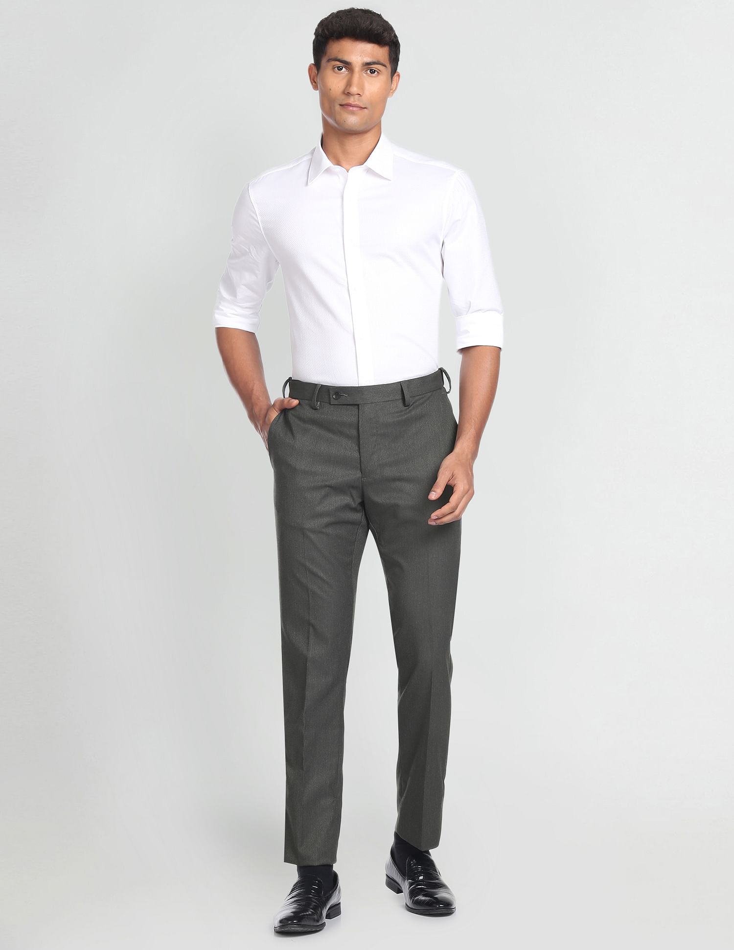 Arrow Dobby Hudson Regular Fit Trousers