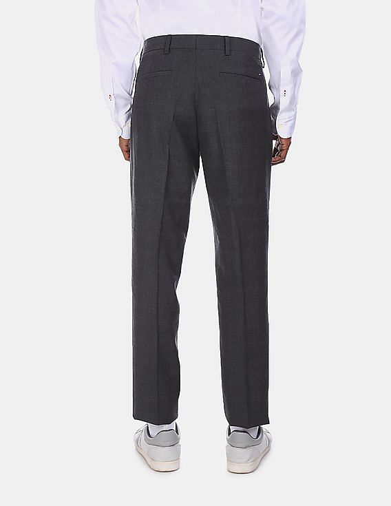 Relaxed Fit Wool-blend trousers - Green/Black checked - Men | H&M IN