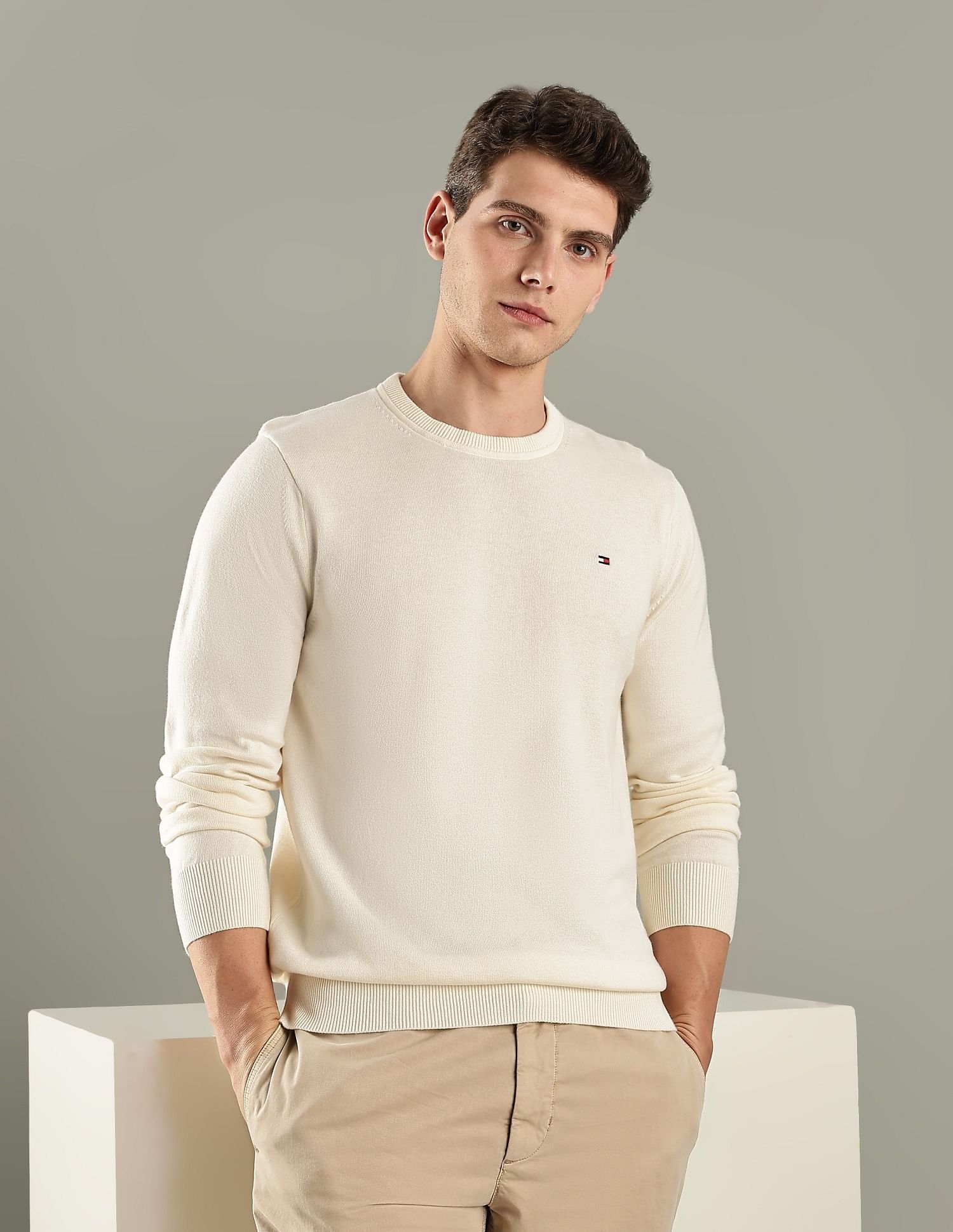 Tommy Hilfiger Solid Regular-Fit Cotton Sweater