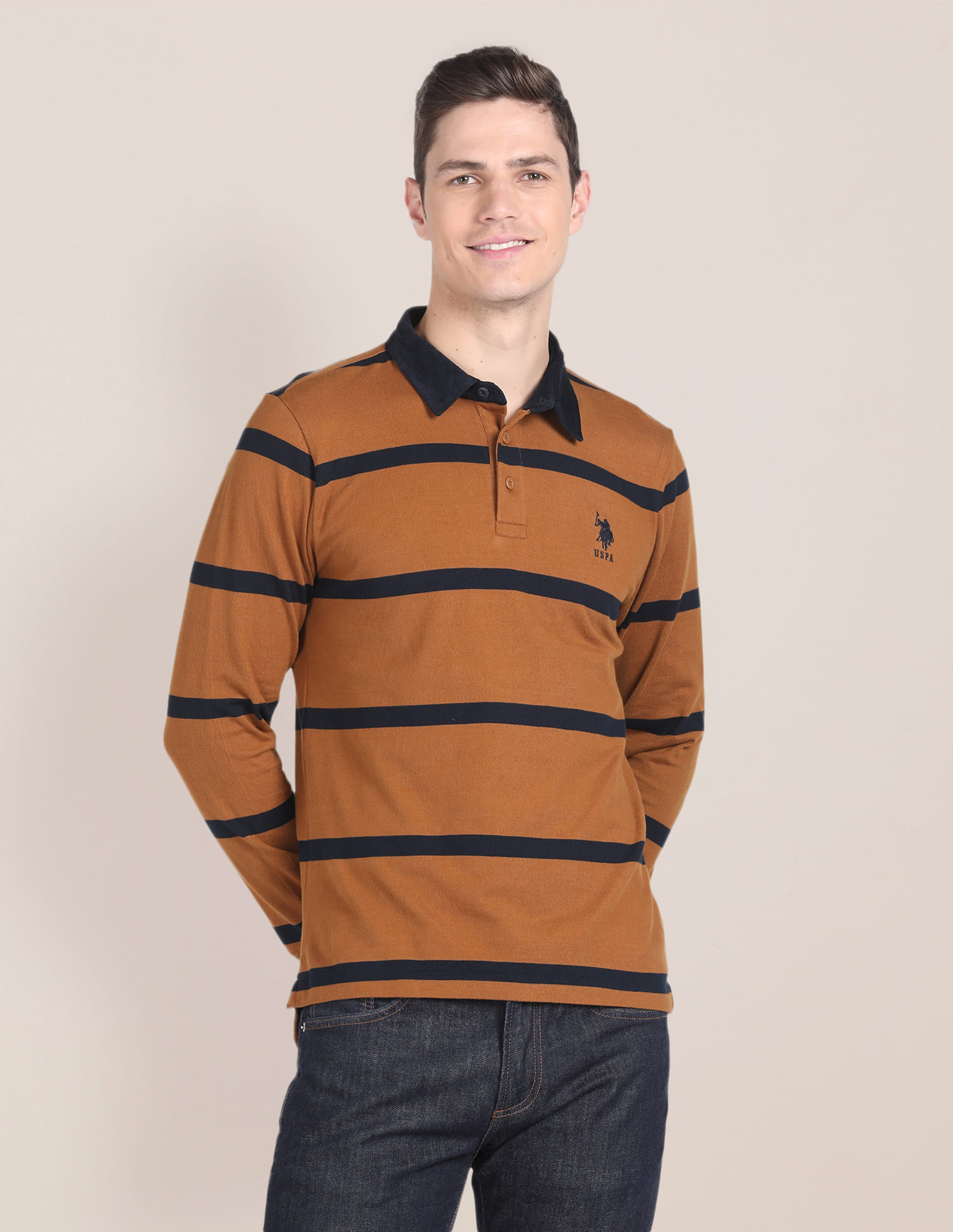 トップス HORIZONTAL STRIPES POLO L/S SHIRT 1.jpg
