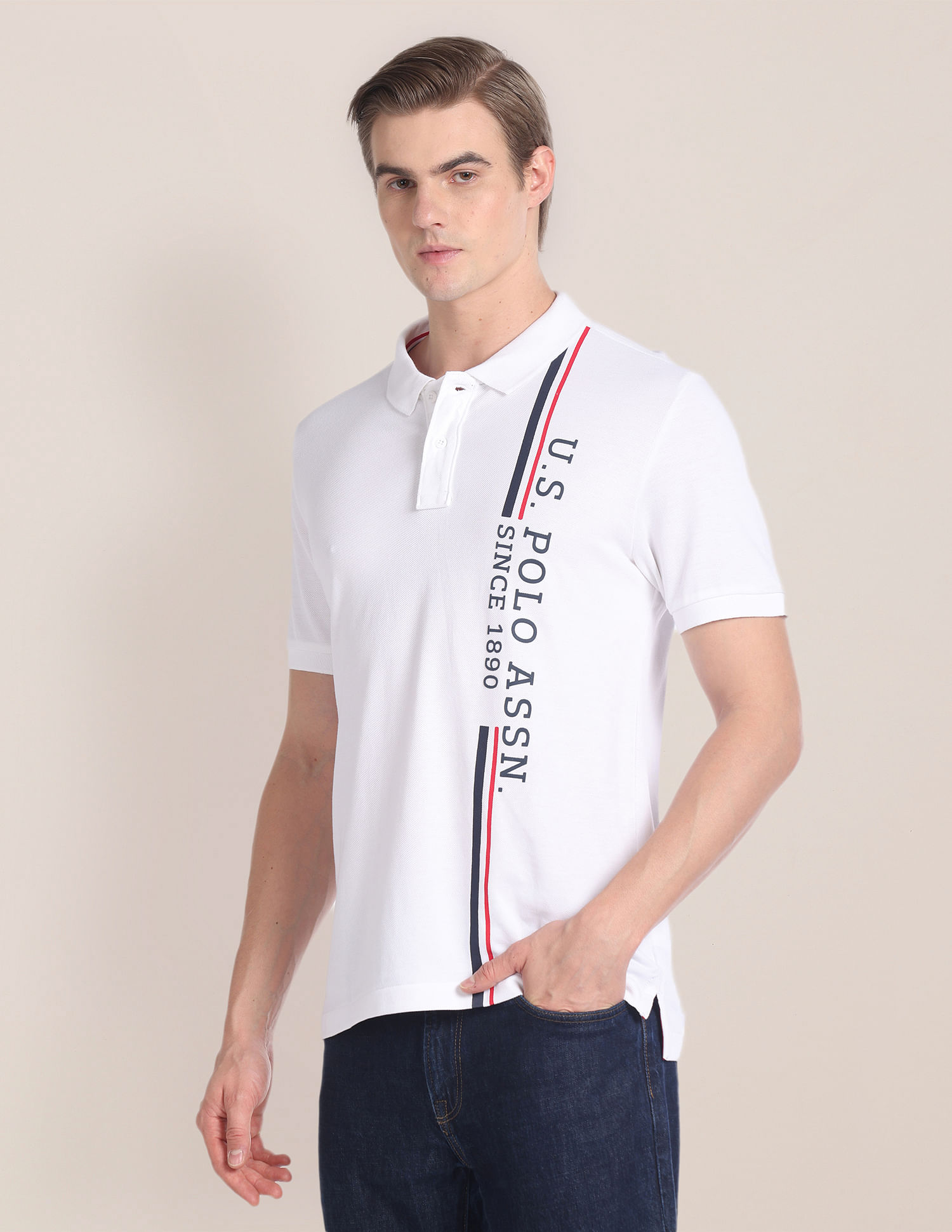 U.S. Polo Assn. Brand Print Cotton Polo Shirt