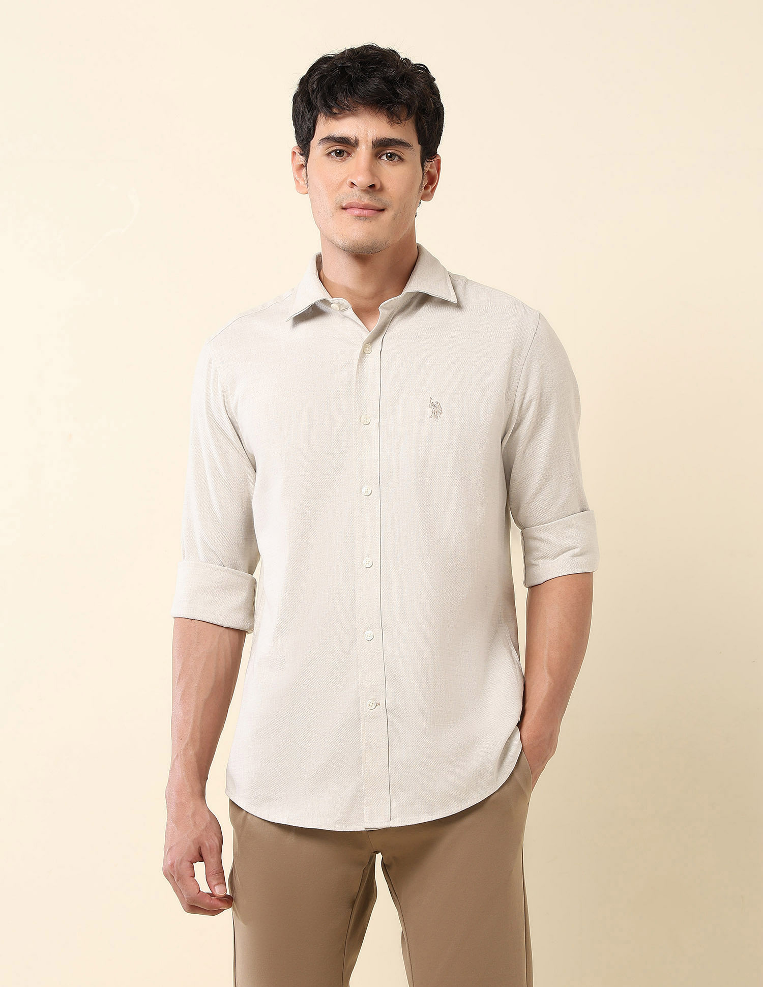 U.S. Polo Assn. Tailored Fit Pure Cotton Dobby Shirt