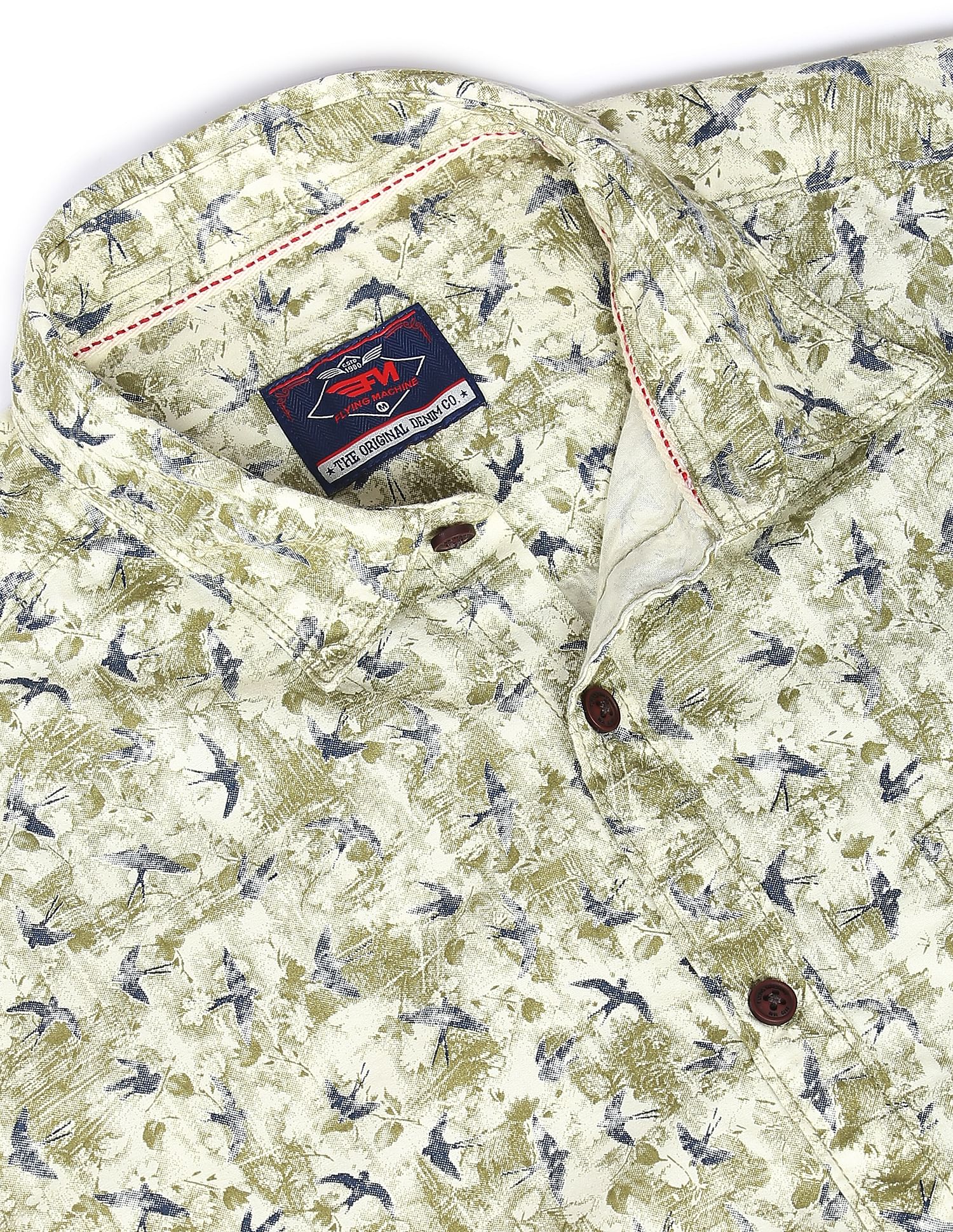 Flying Machine Abstract Print Cotton Shirt