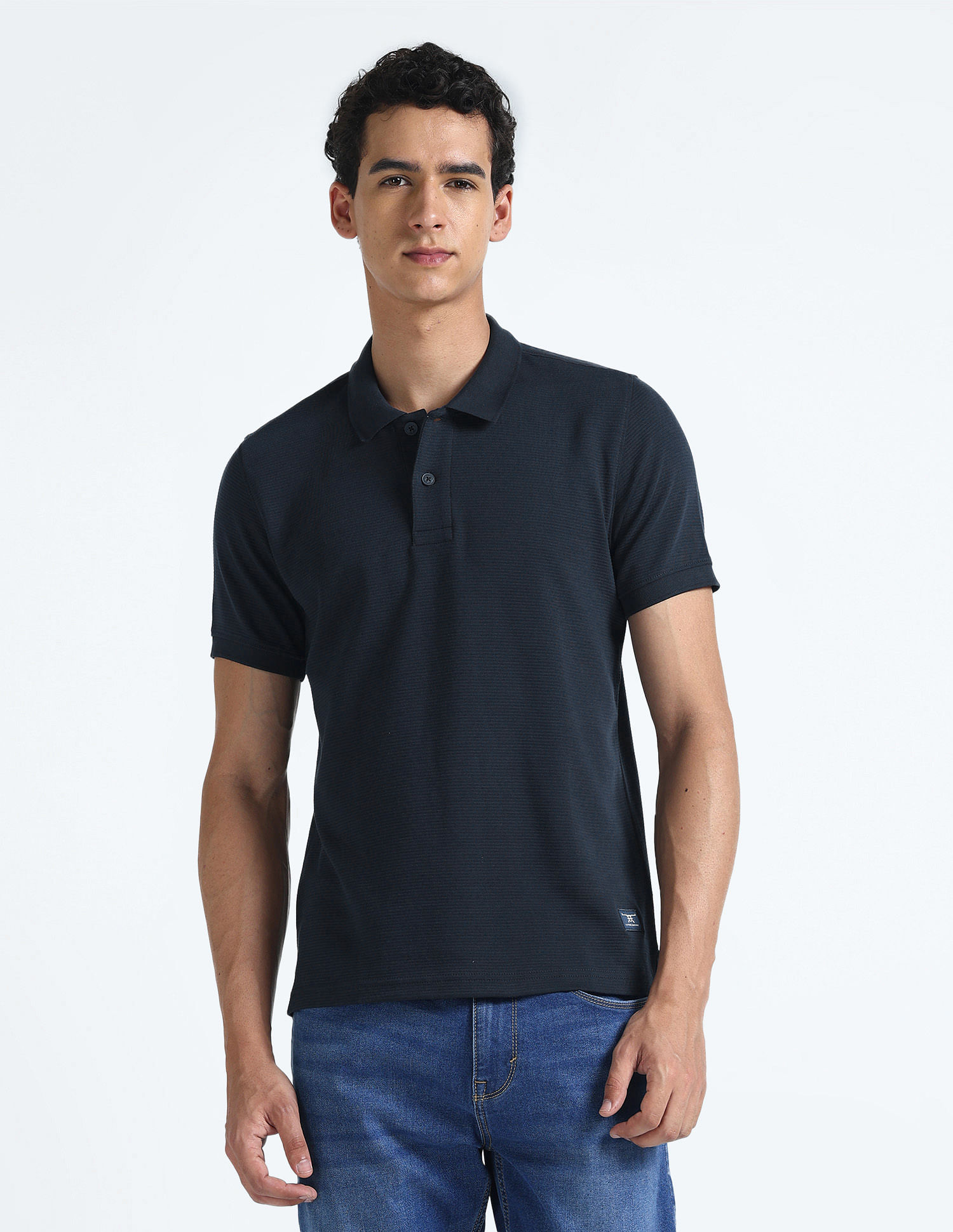 Flying Machine Horizontal Stripe Cotton Polo Shirt