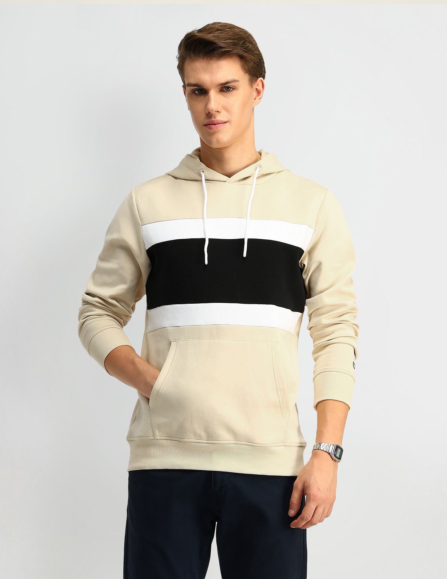Arrow Sport Colour Block Pure Cotton Sweatshirt