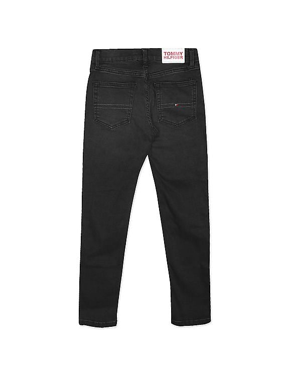 Tommy Hilfiger Kids Boys Black Scanton Slim Fit Dark Wash Jeans