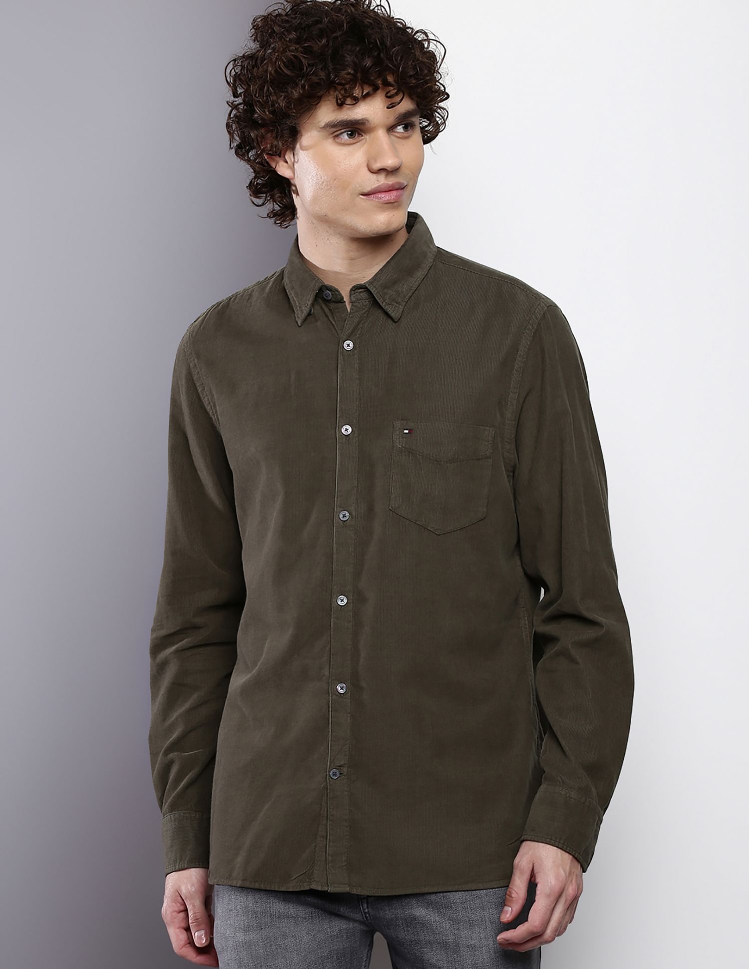 tommy hilfiger heather corduroy shirt