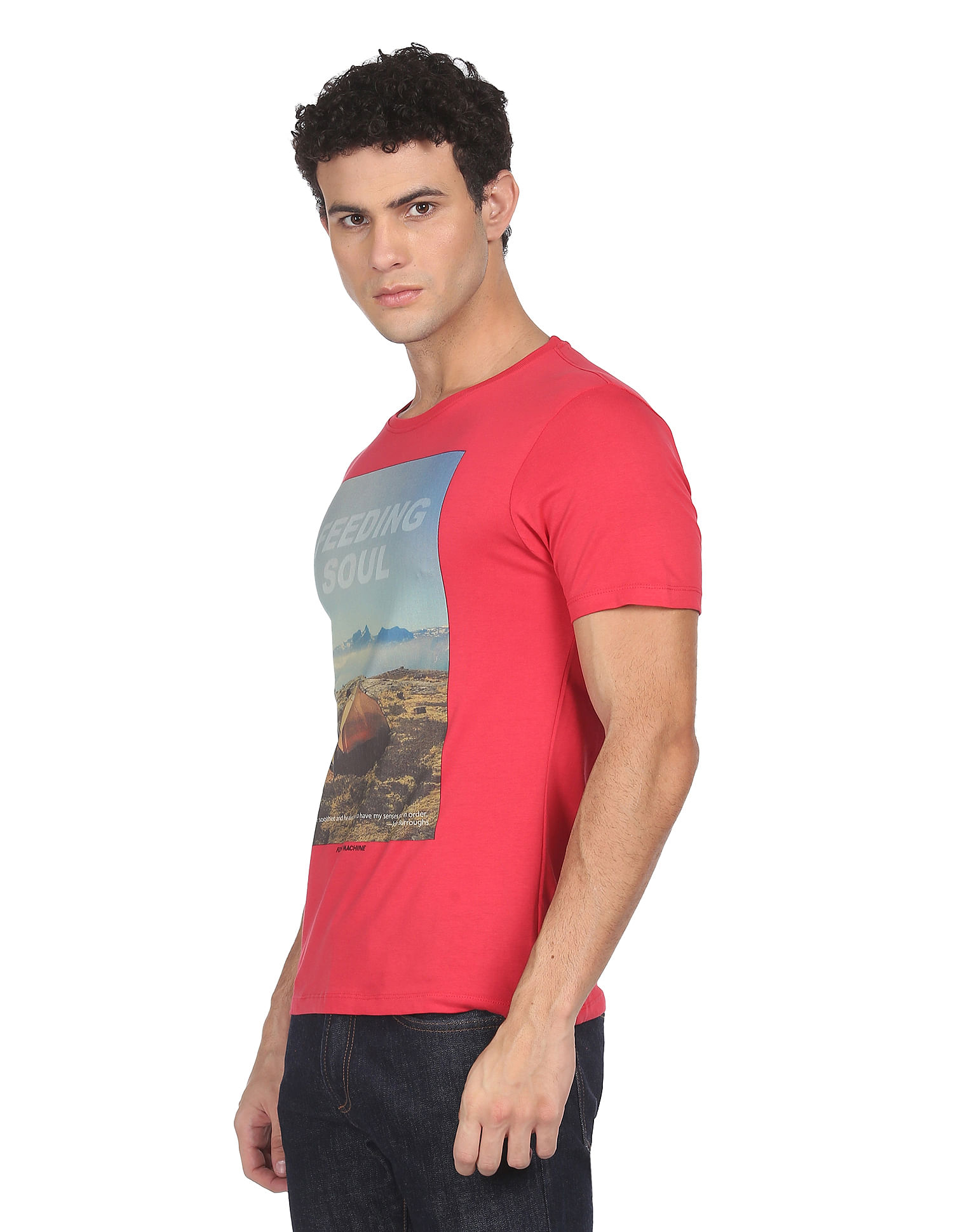 Flying Machine Cotton Graphic Print T-Shirt