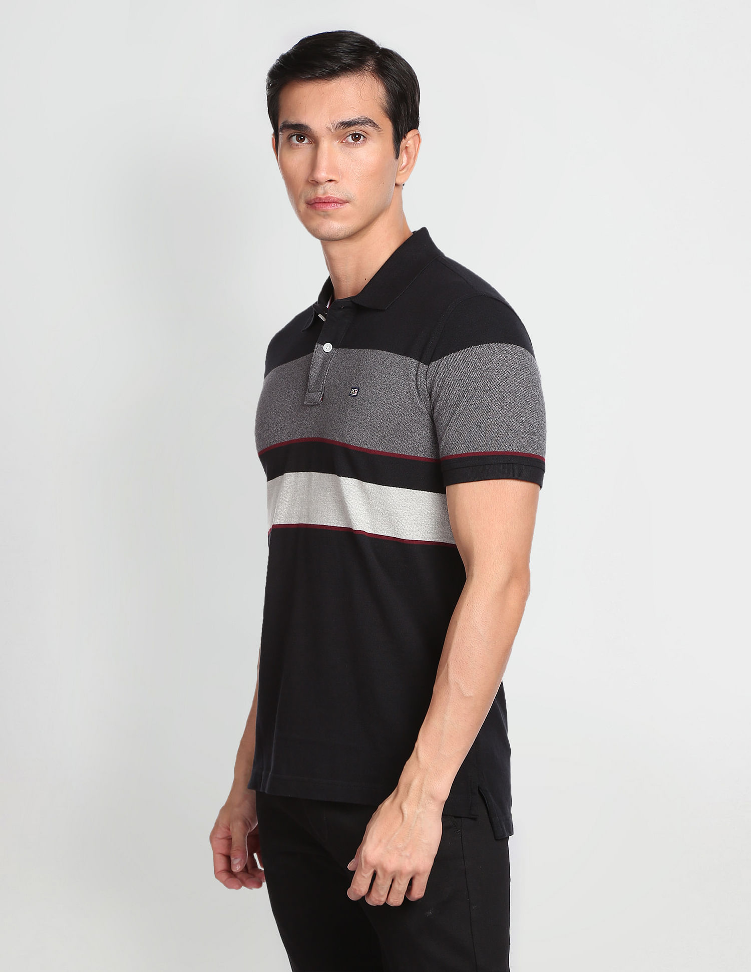 Arrow Sports Horizontal Stripe Cotton Polo Shirt