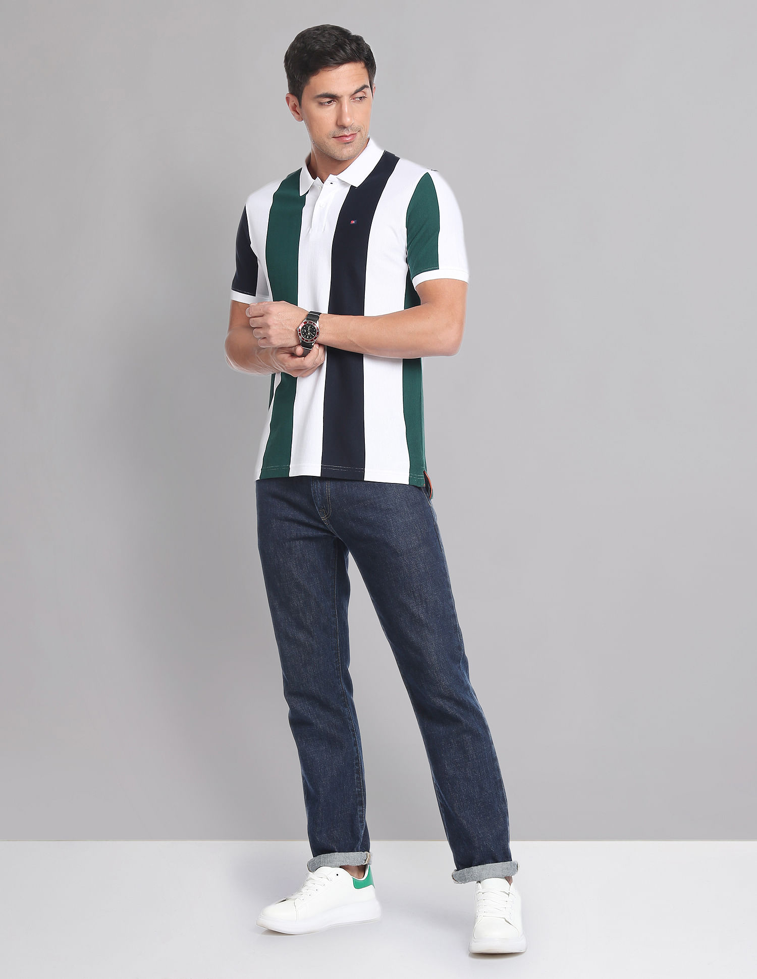 AD by Arvind Vertical Stripe COOL-IT Real Deal Polo Shirt
