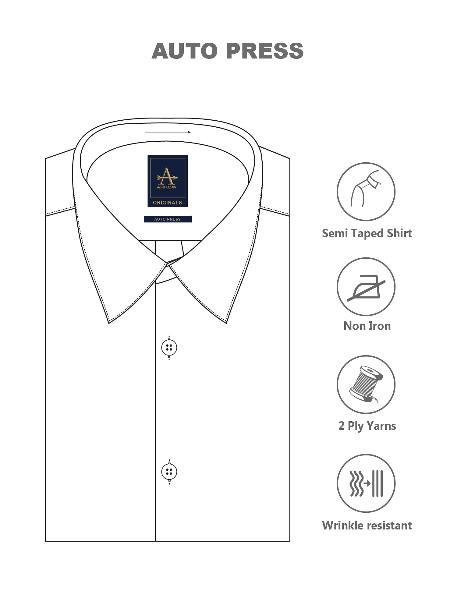 Arrow Tartan Check Auto Press Shirt