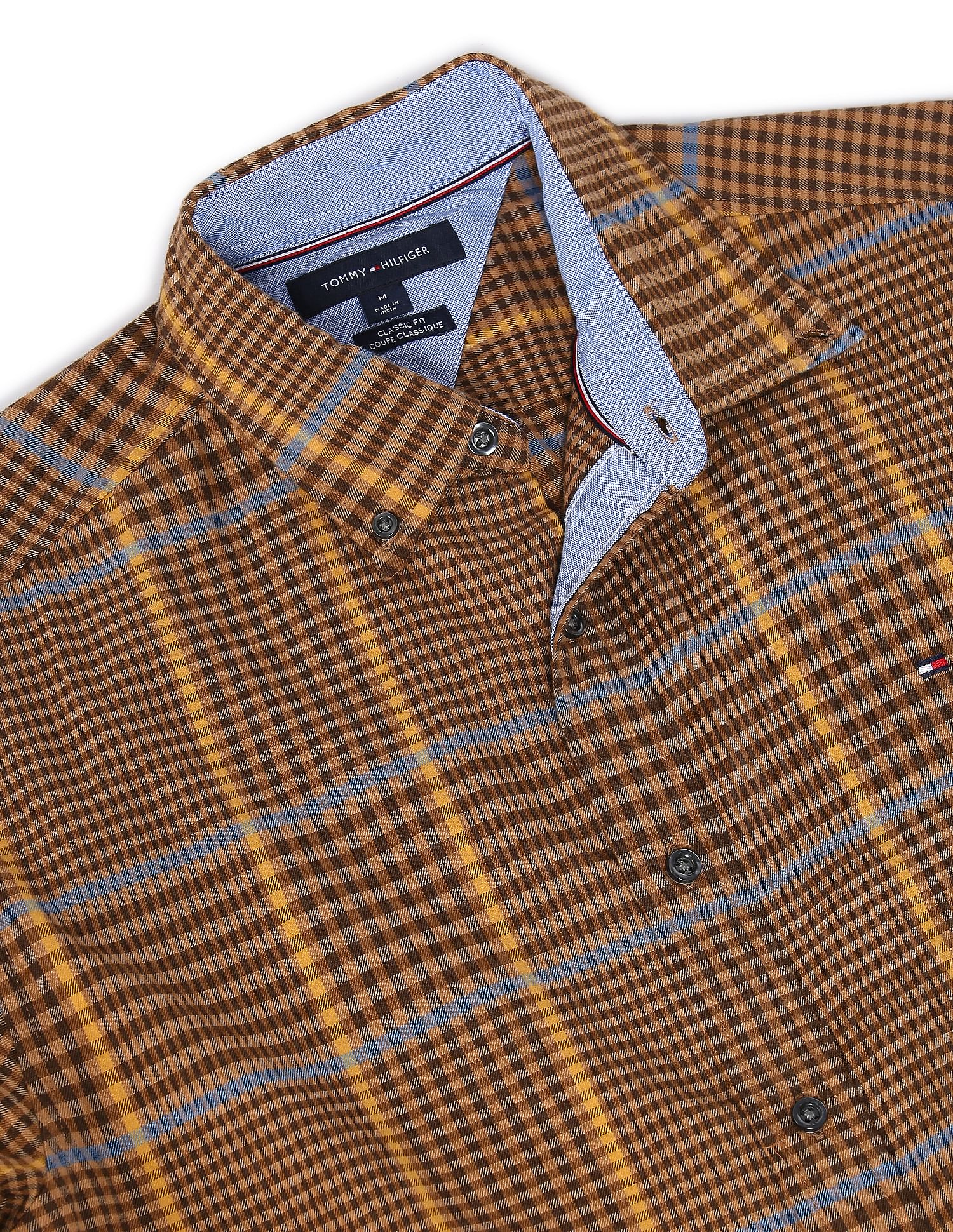 Tommy Hilfiger Men Brown Blakely Glen Check Twill Weave Casual Shirt