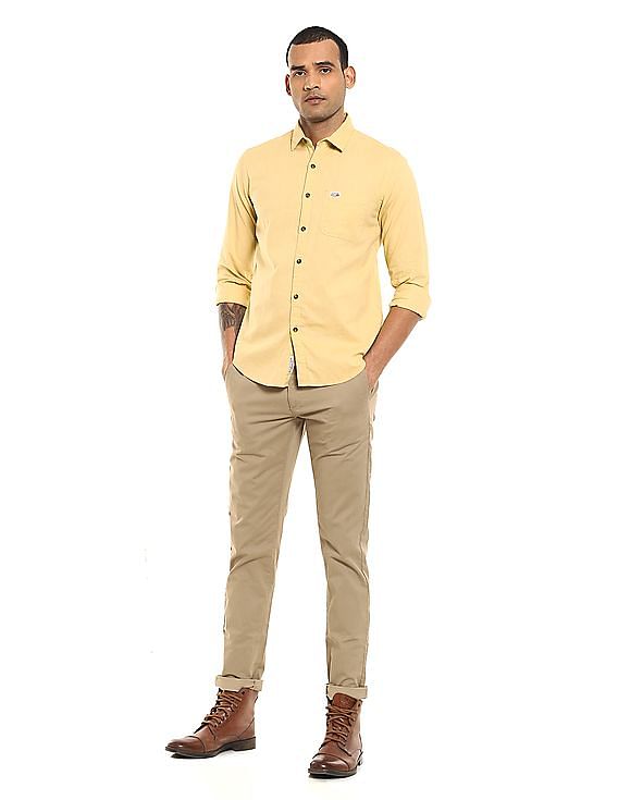 Men Solid Casual Yellow Shirt Price in India - Buy Men Solid Casual Yellow  Shirt online at Shopsy.in