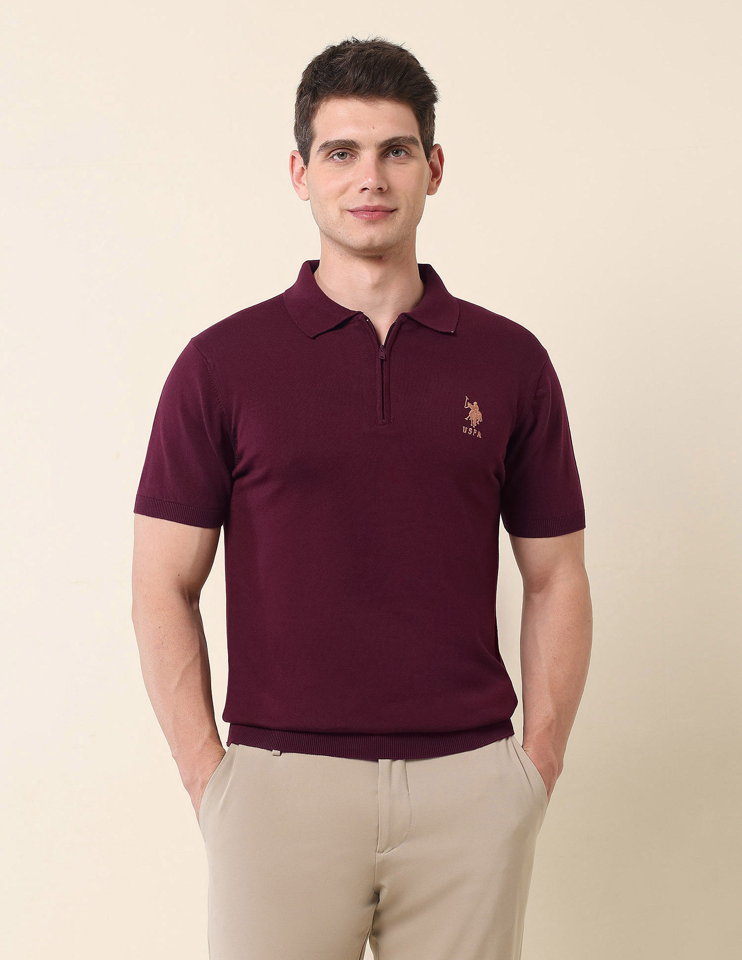U.S. Polo Assn. Solid Slim Fit Monochrome Polo Shirt