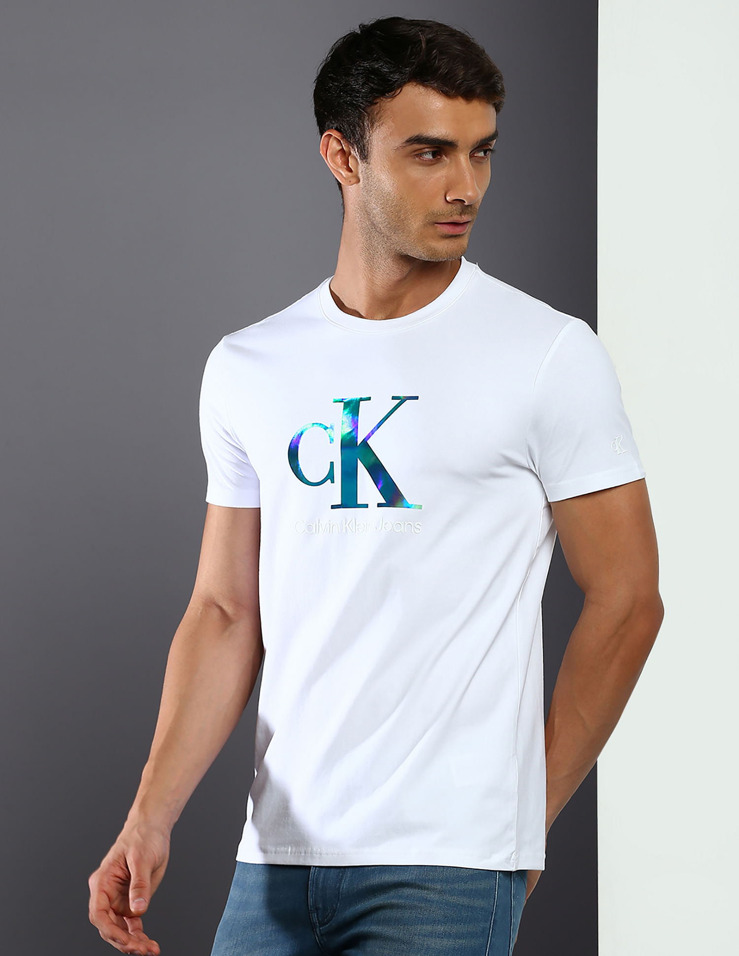 CALVIN KLEIN JEANS - Men's reflective logo box T-shirt 