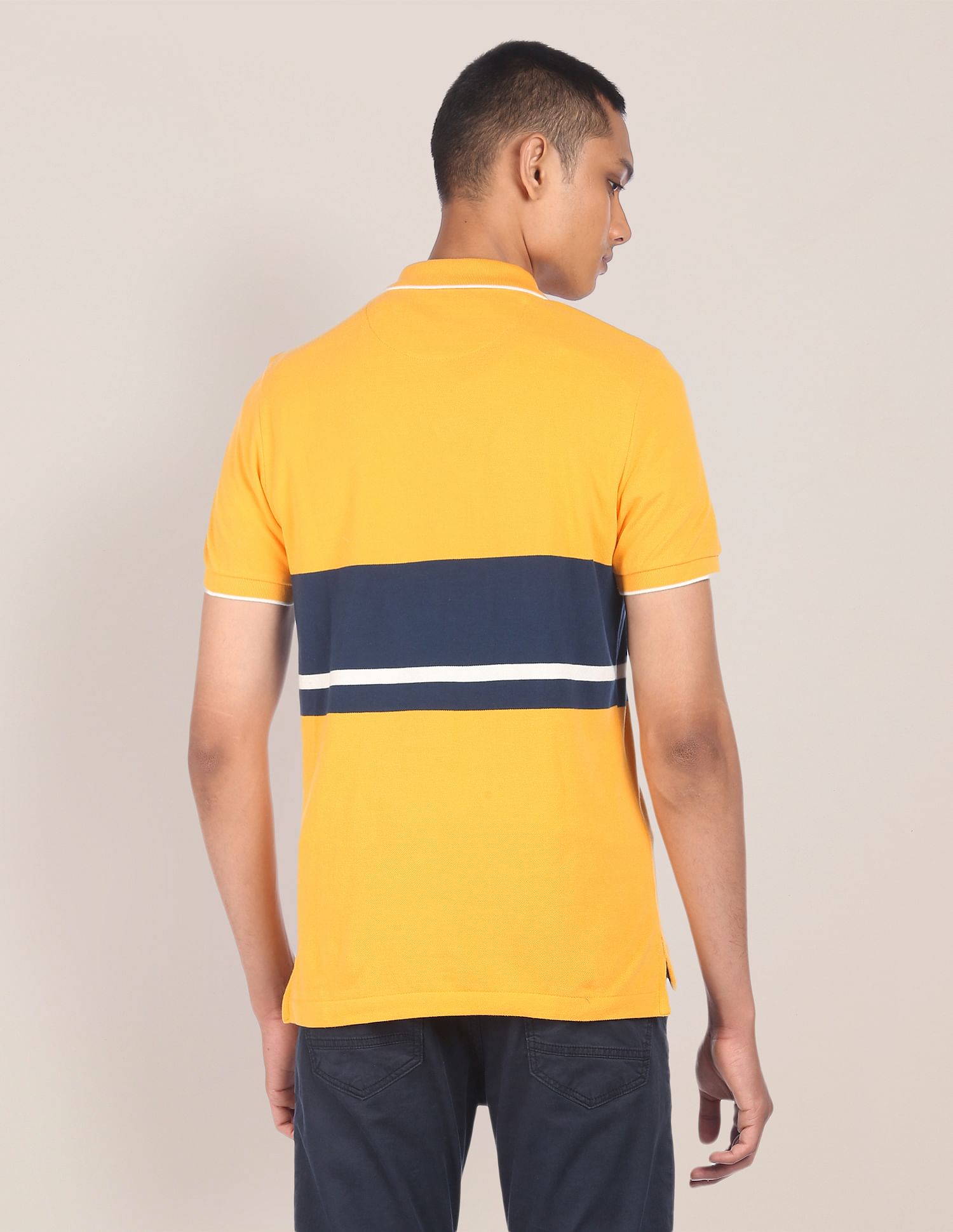 U.S. Polo Assn. Men Yellow Printed Polo Shirt