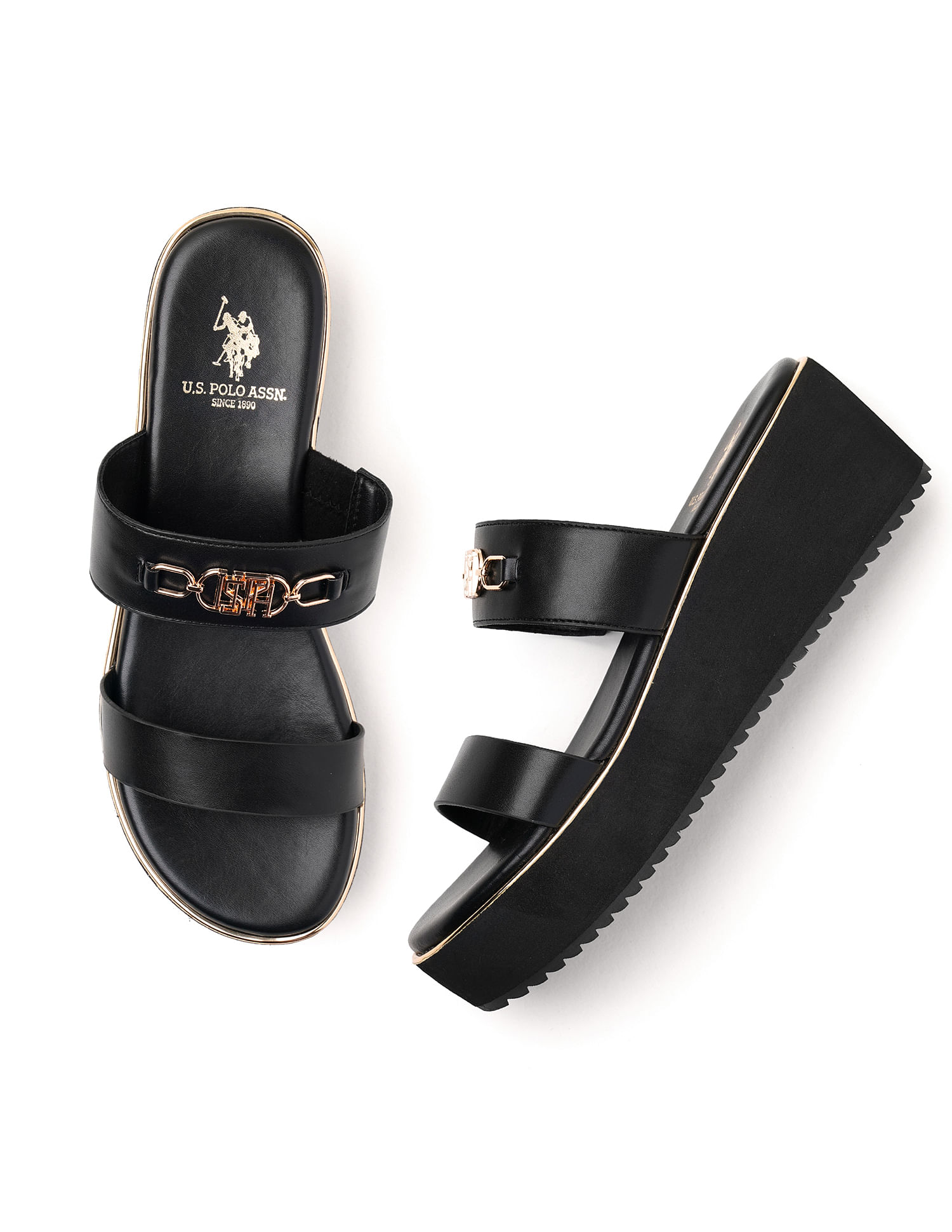 U.S. Polo Assn. Women Open Toe Elettra Wedge Sandals