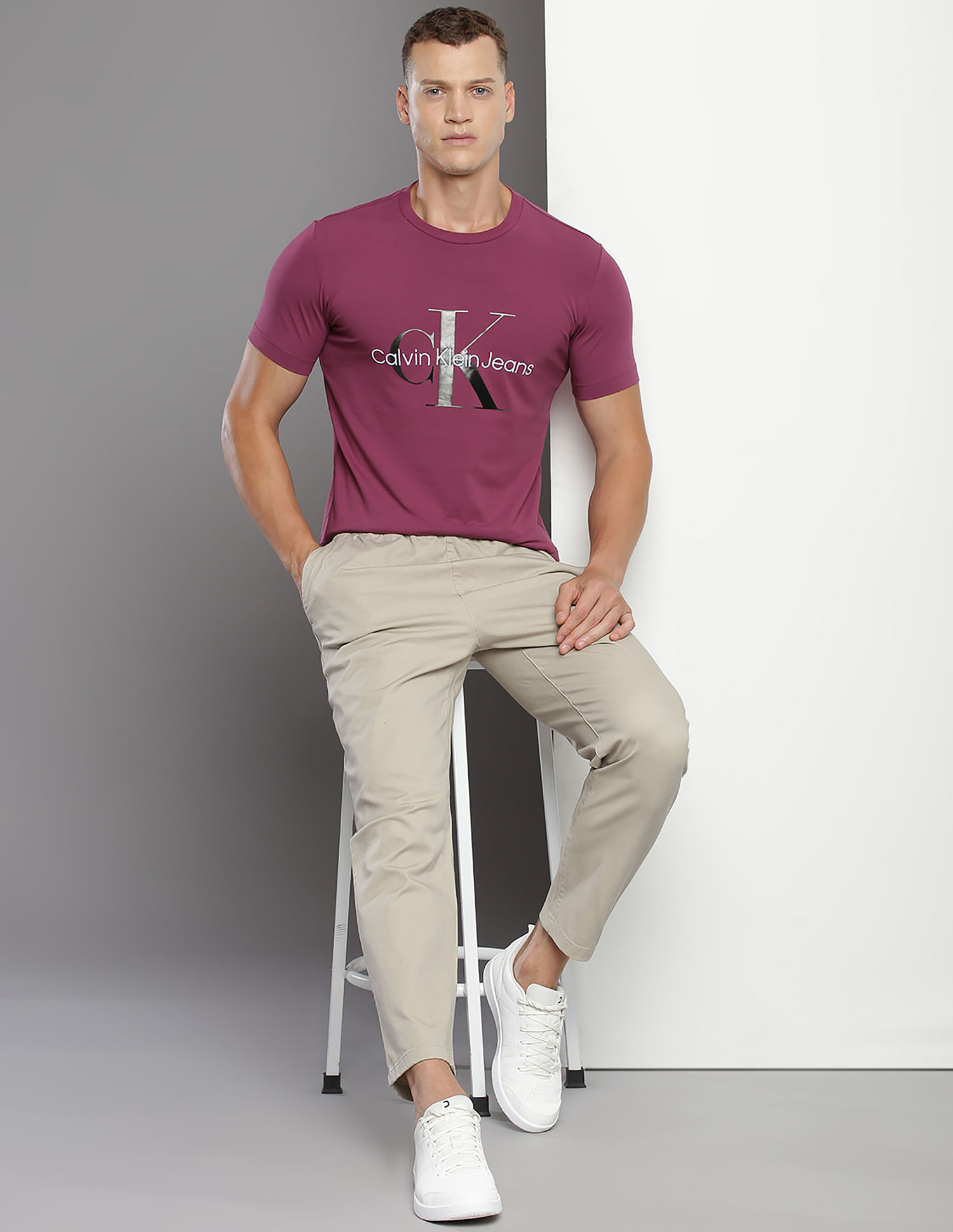 Buy Calvin Klein Brand Print Monogram Seasonal T-Shirt - NNNOW.com