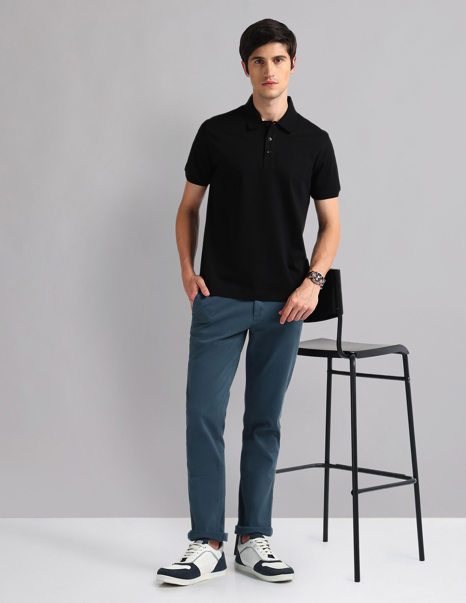 AD by Arvind Slim Fit Mercerised Polo Shirt