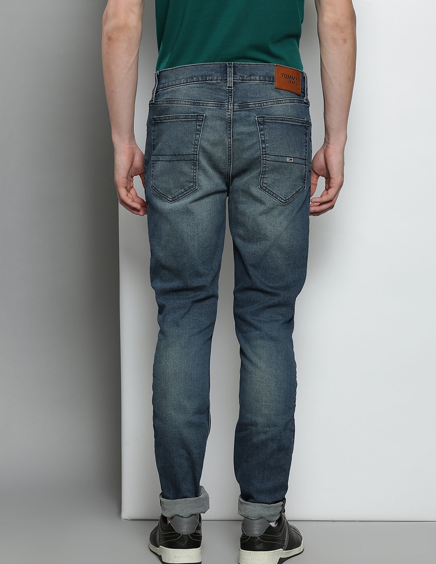 Tommy Hilfiger Men Blue Simon Skinny Fit Stone Wash Jeans