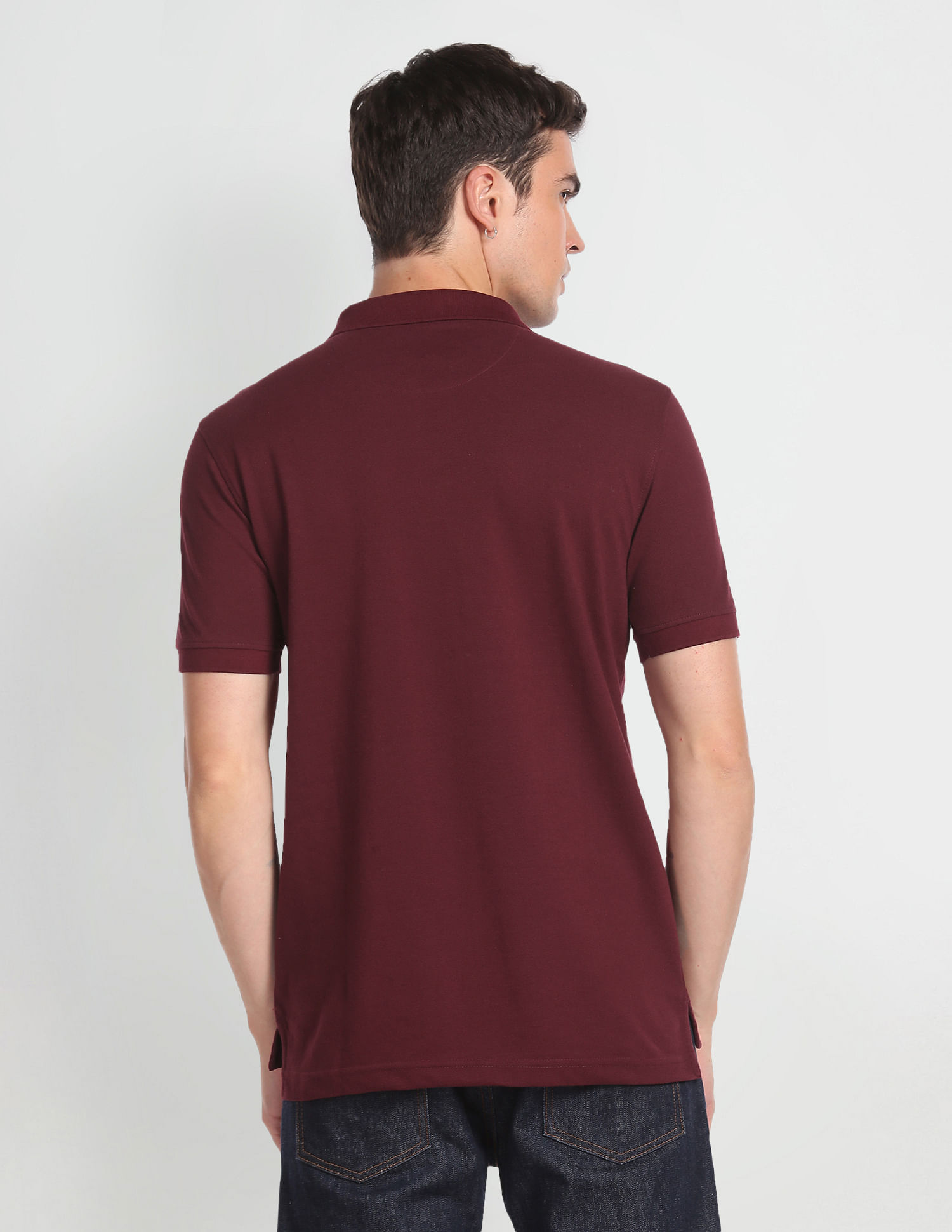 Flying Machine Solid Chest Patch Pocket Polo Shirt