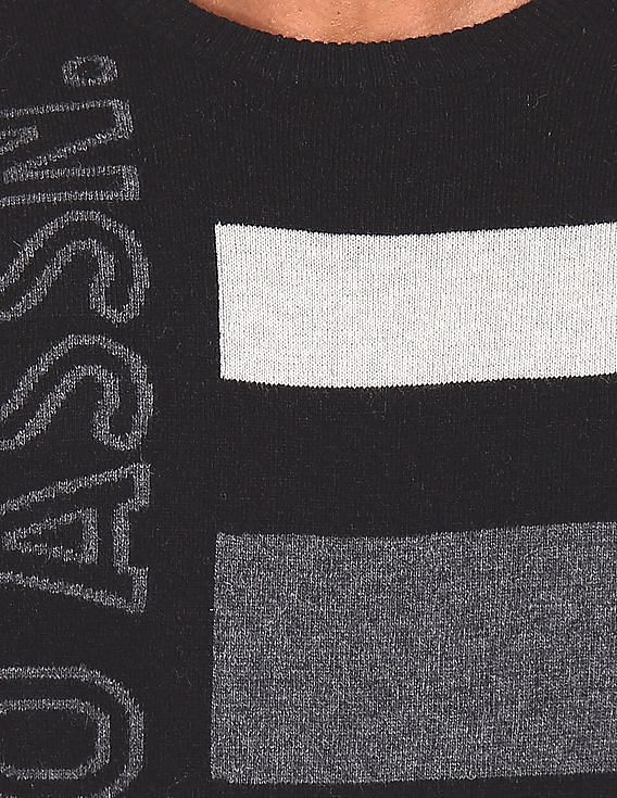 U.S. Polo Assn. Denim Co. Crew Neck Brand Patterned Weave Sweater