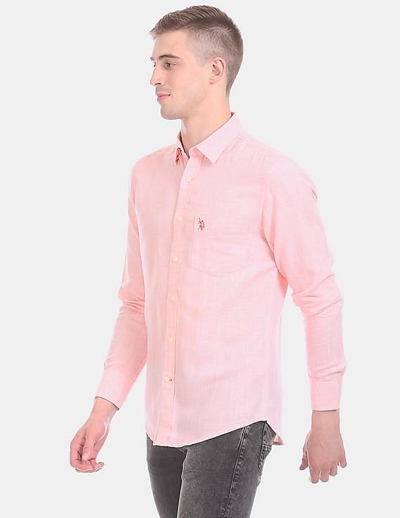 U.S. Polo Assn. Long Sleeve Cotton Lyocell Linen Casual Shirt