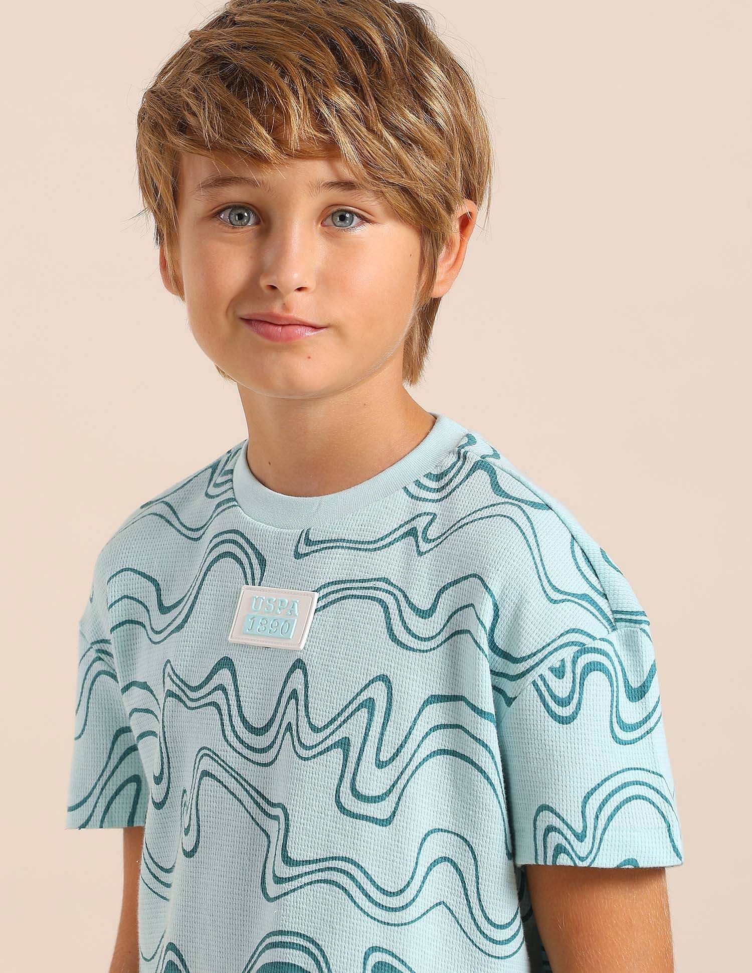 U.S. Polo Assn. Kids Boys Abstract Printed Regular Fit T-Shirt