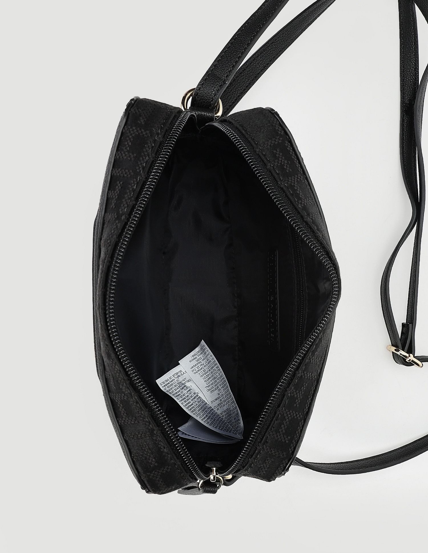 Tommy Hilfiger Printed Black Polyester Sling Bags