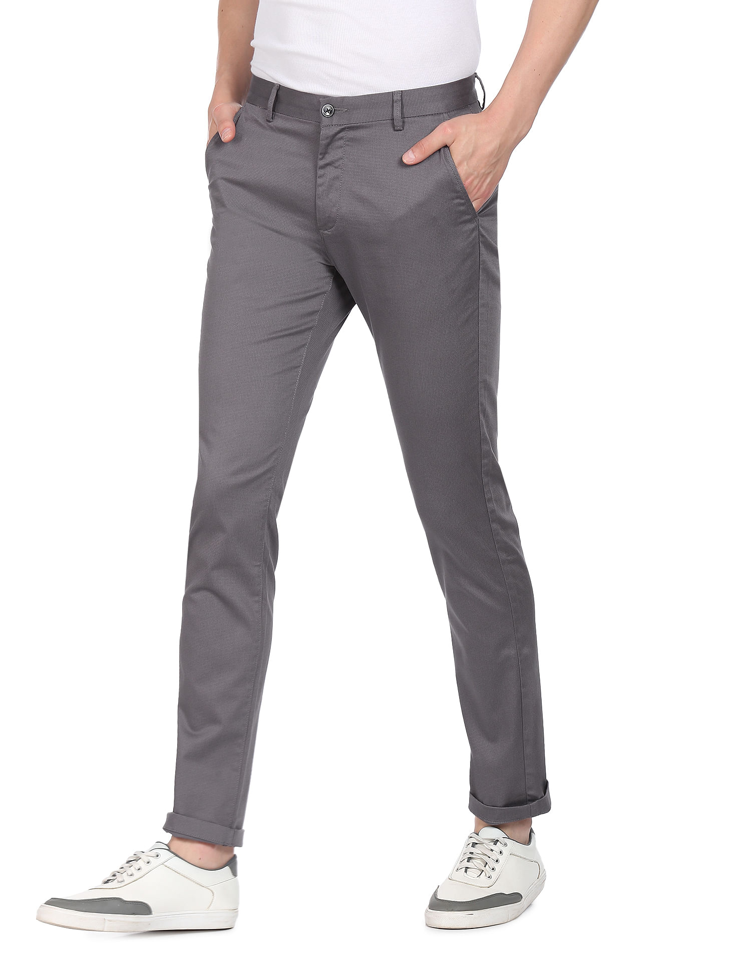 Arrow Sports Casual Trousers  Buy Arrow Sports Men Light Grey Bronson Slim  Fit Solid Casual Trousers Online  Nykaa Fashion