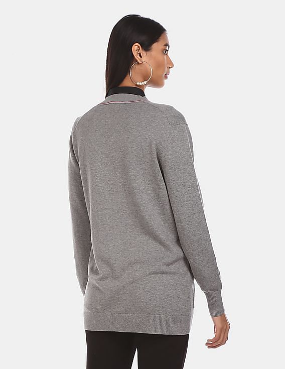 Tommy hilfiger grey on sale v neck sweater