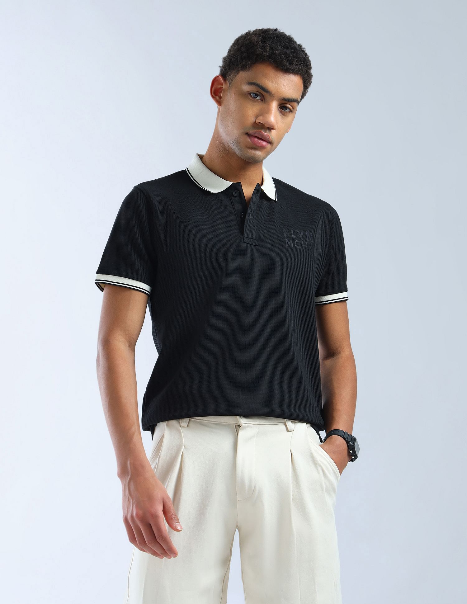 Flying Machine Textured Color Of Home Polo Shirt