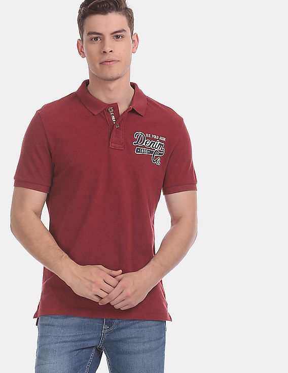 U.S. Polo Assn. Denim Co. Red Solid Pique Polo Shirt