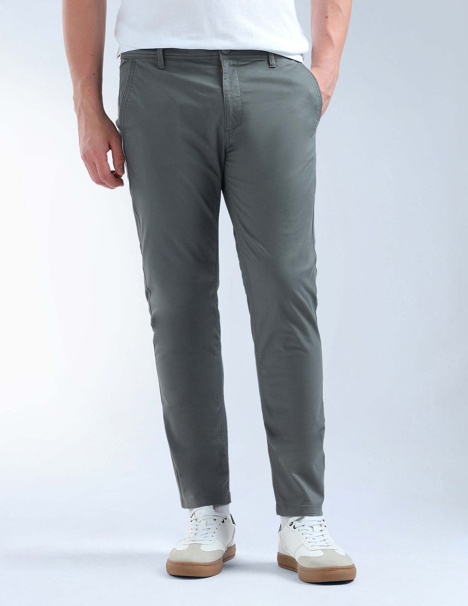Flying Machine Mid Rise Slash Slim Tapered Fit Trouser